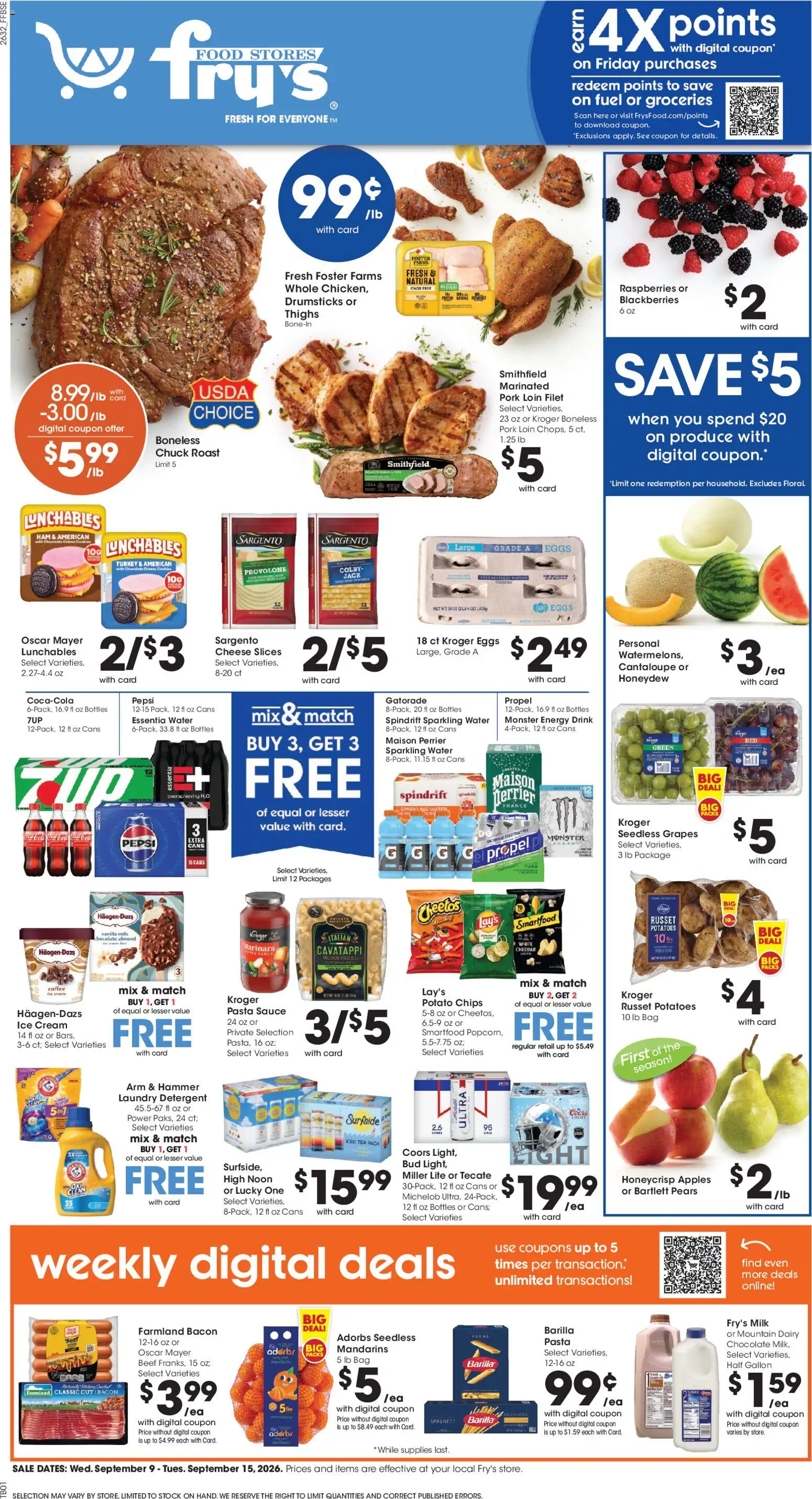 Fry's Food Weekly Ad - valid from 09/09/2026 | Page: 1 | Products: Hammer, Chocolate, Chips, Drumsticks
