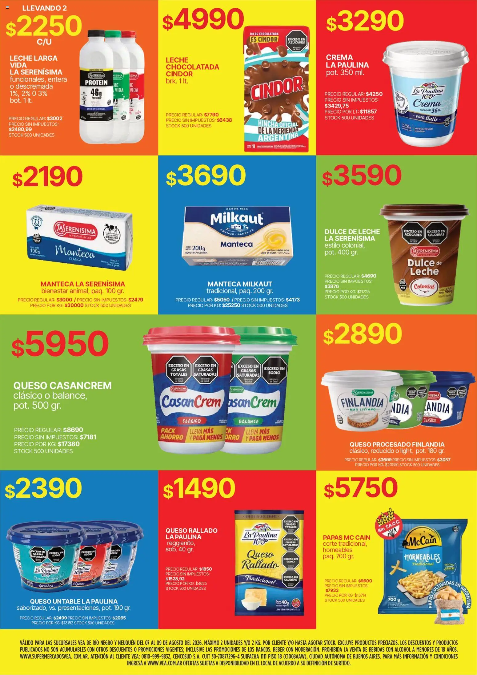 Vea - Volante fin de semana Patagonia │ válido desde el 07/08/2026 | Página: 6 | Productos: Dulce de leche, Papas, Queso, Alcohol