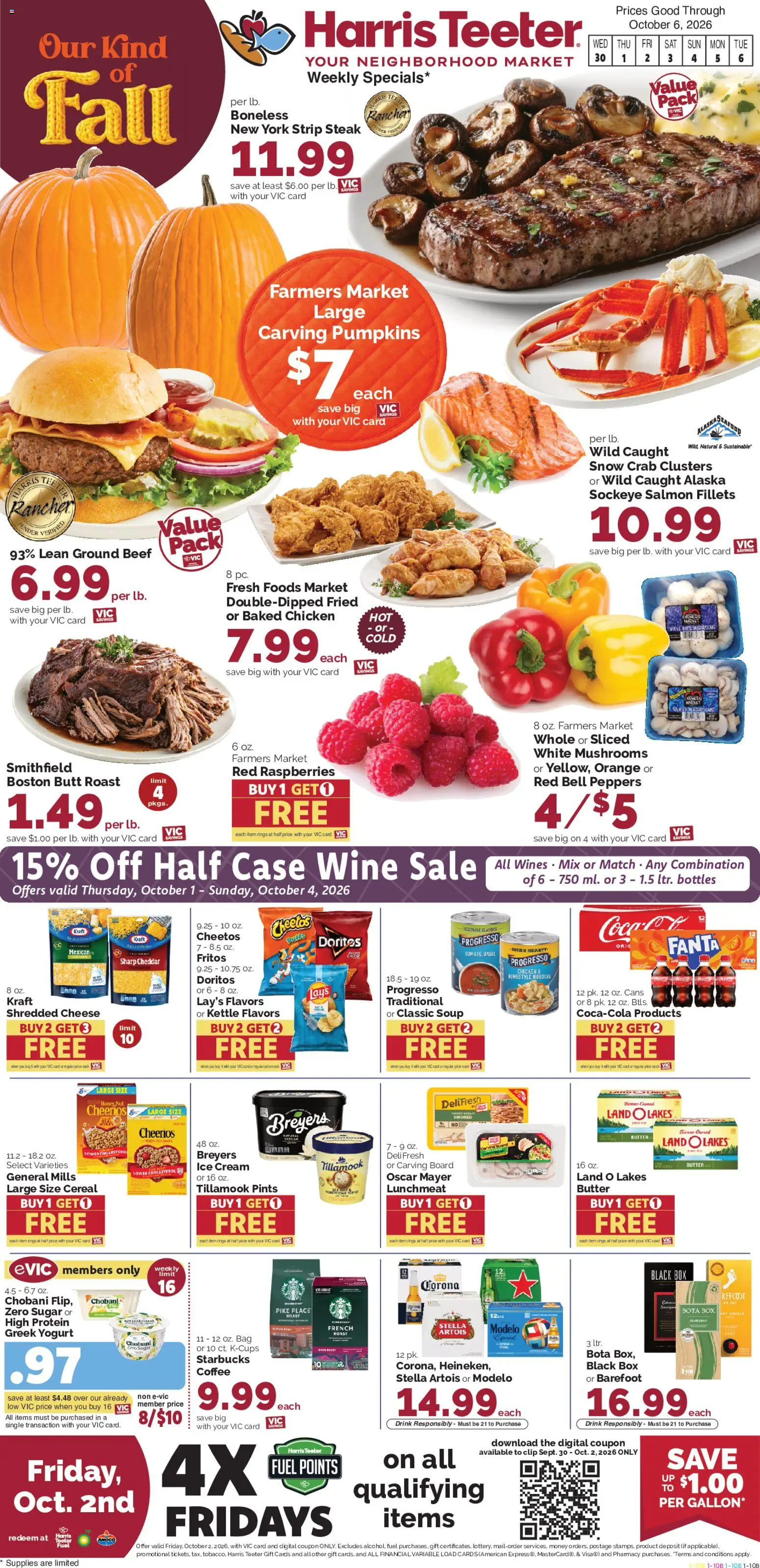 Harris Teeter Weekly Ad - SC - valid from 09/30/2026 | Page: 1 | Products: Raspberries, Wine, Cream, Greek yogurt