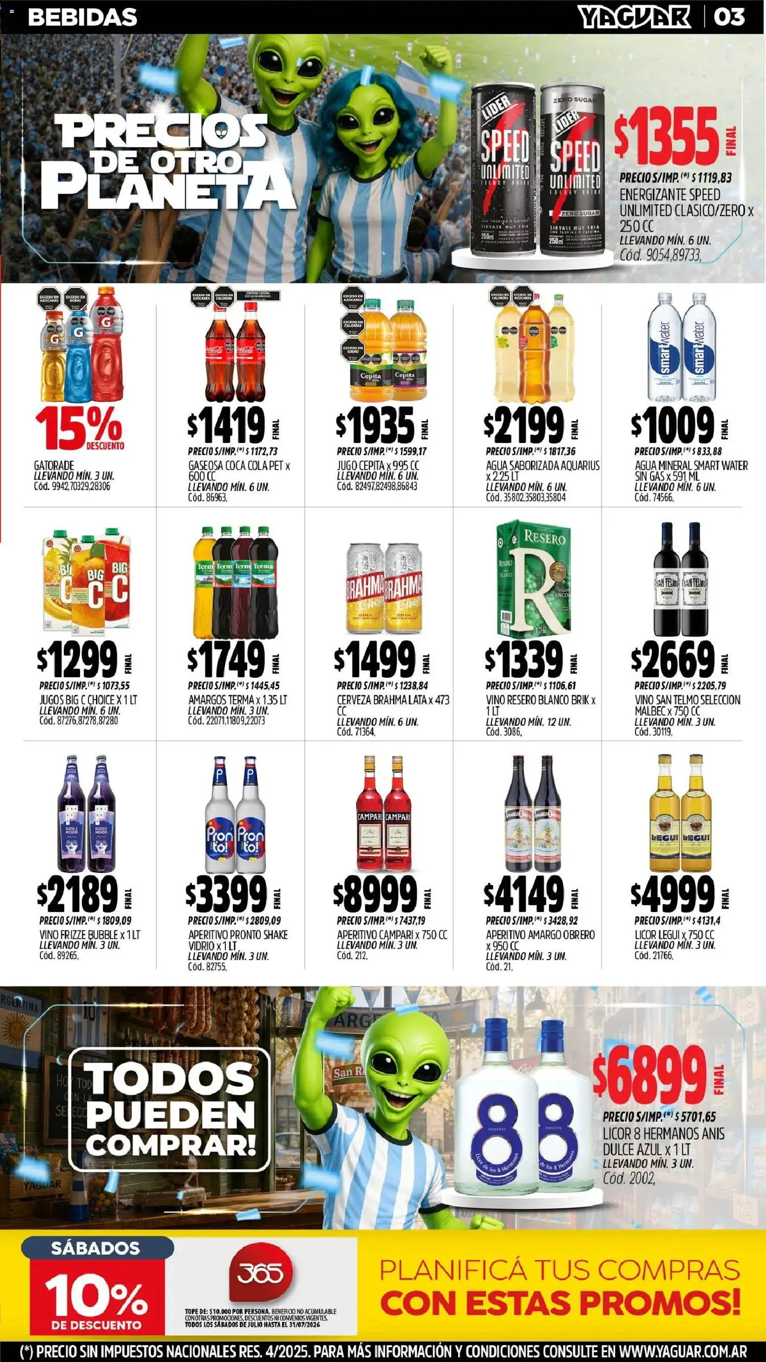Yaguar - Oferta Semanal Parque Chacabuco │ válido desde el 29/06/2026 | Página: 3 | Productos: Gaseosa, Agua, Vino, Agua saborizada