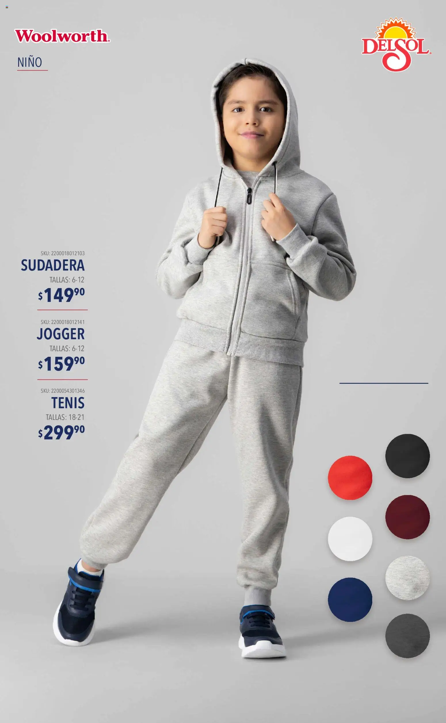 Nuevas ofertas de Del Sol y Woolworth válidas en toda la República Mexicana desde el 10/09/2026. ¡Encuentra las mejores ofertas en Del Sol y Woolworth catálogo Moda Esenciales! | Página: 20 | Productos: Tenis, Sudadera