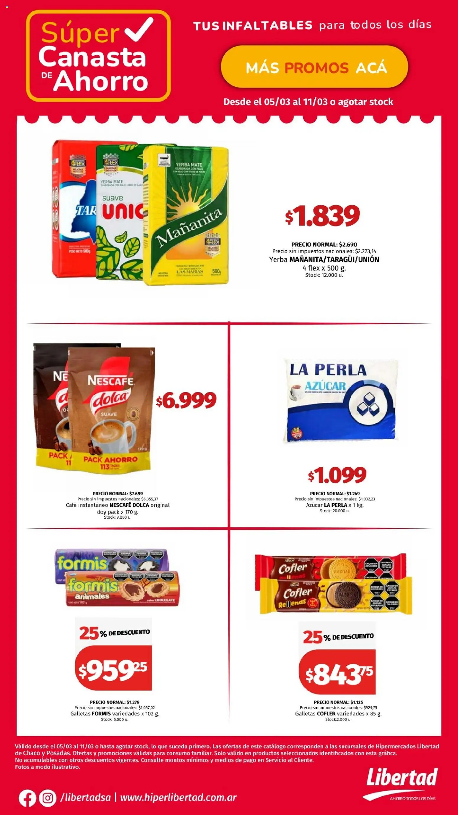 Hipermercado Libertad catálogo │ válido desde el 05.03.2026 | Página: 4 | Productos: Azucar, Yerba, Galletas, Canasta