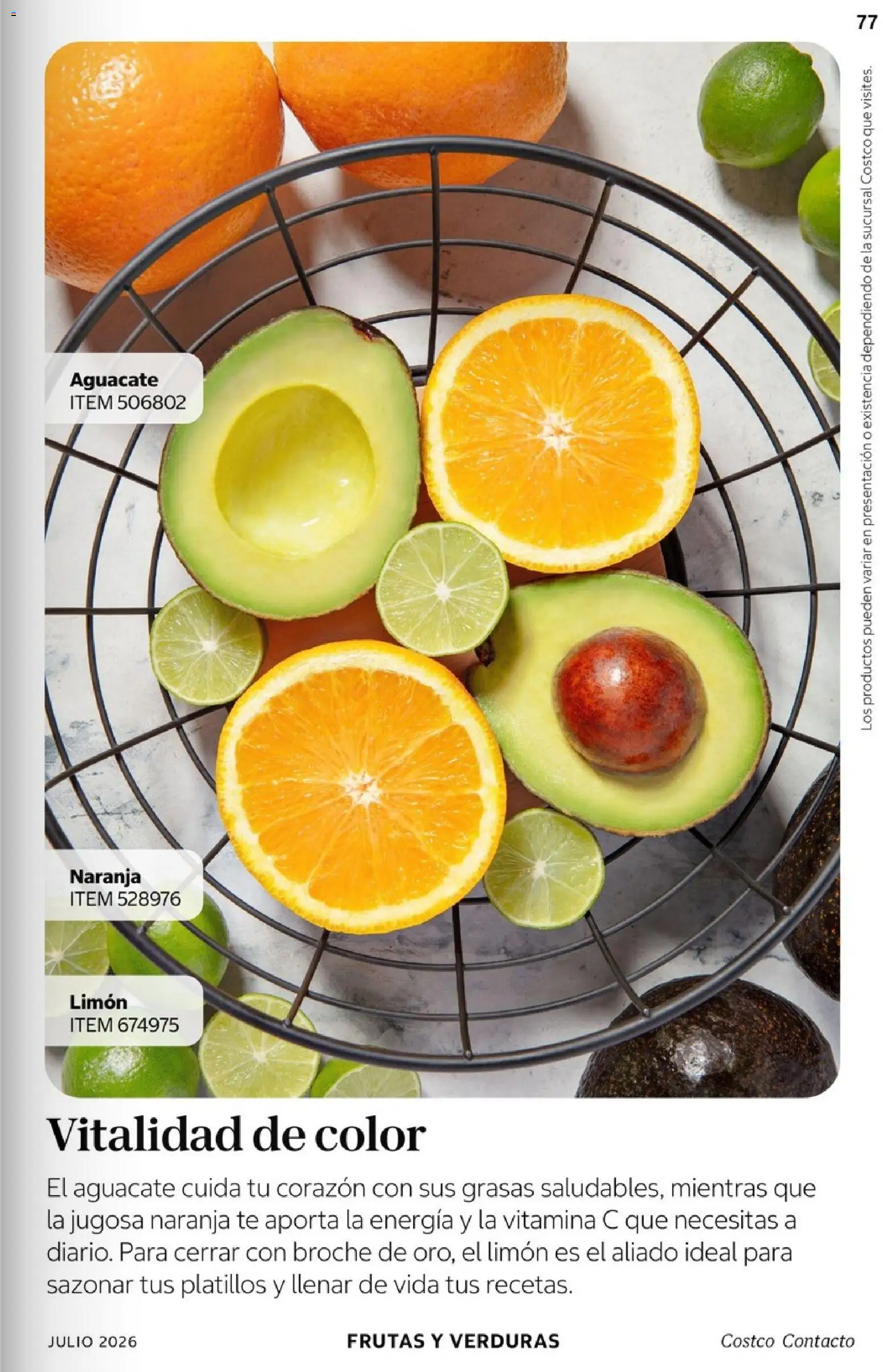 Nuevas ofertas de Costco válidas en toda la República Mexicana desde el 01/07/2026. ¡Encuentra las mejores ofertas en Costco Revista Julio 2026! | Página: 77 | Productos: Limón, Aguacate, Té