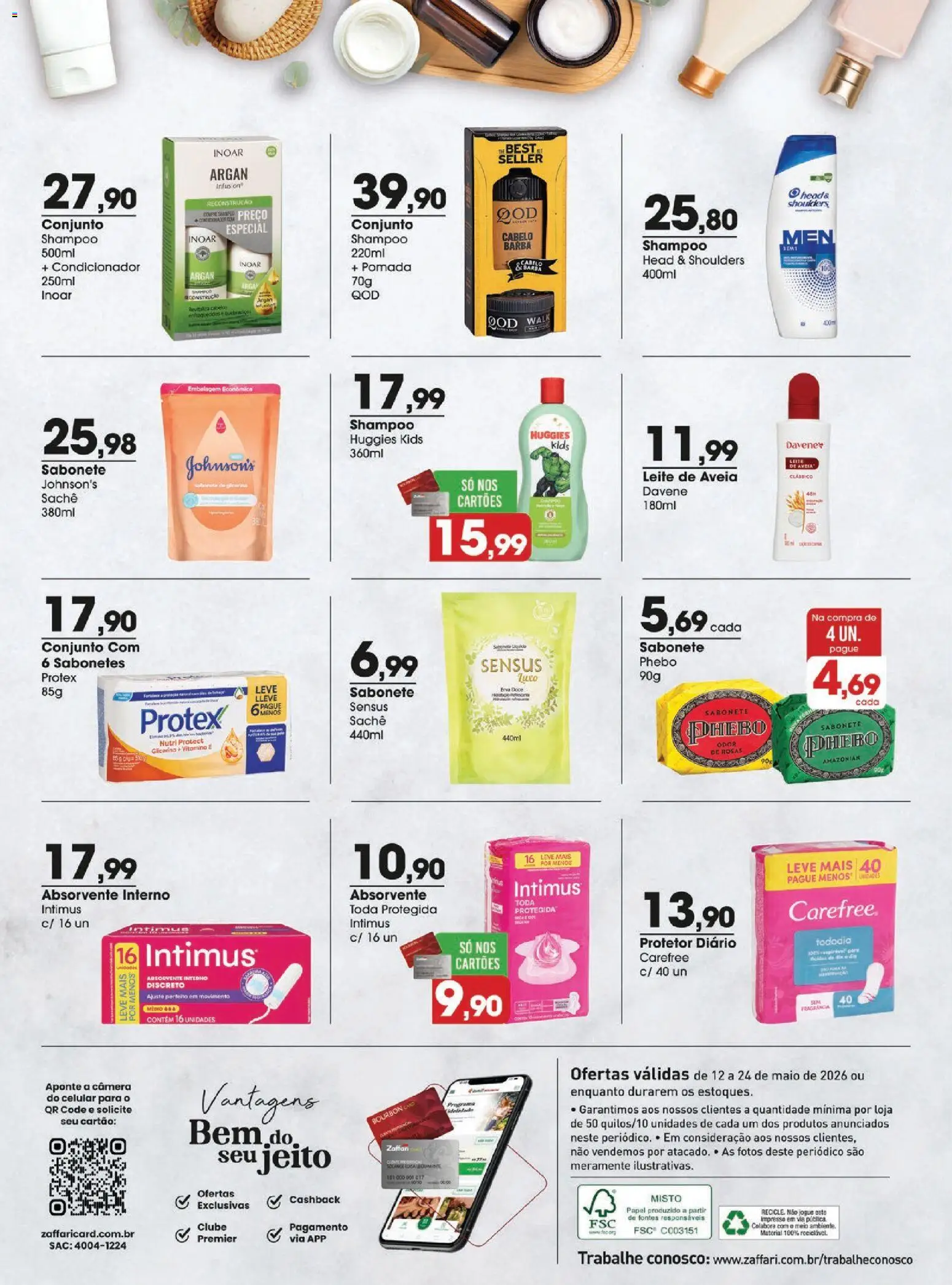 Zaffari Folheto - válido de 12.05.2026 | Página: 14 | Produtos: Shampoo, Celular, Leite de aveia, Absorvente