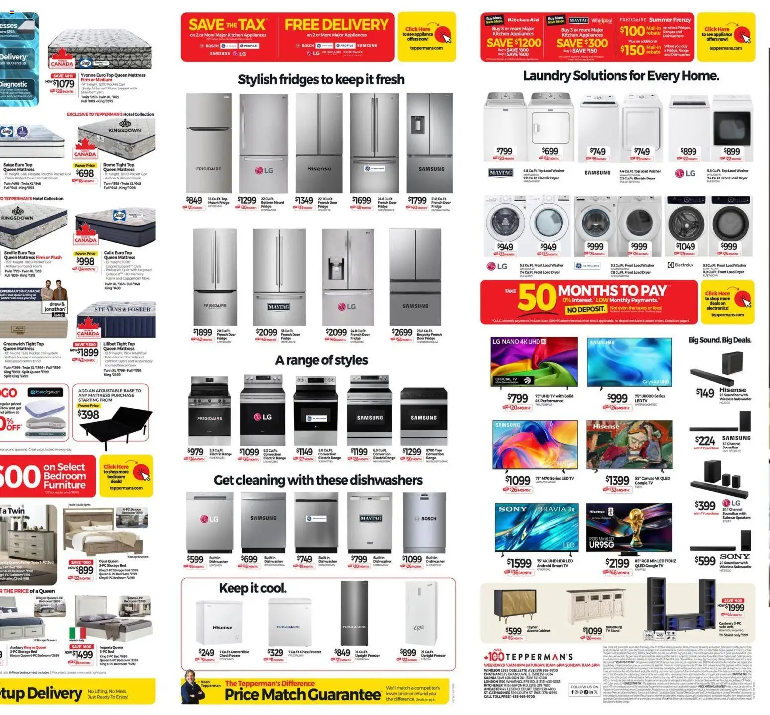 Tepperman's flyer valid from Aug 14, 2026 | Page: 3 | Products: Freezer, Dryer, Soundbar, Door