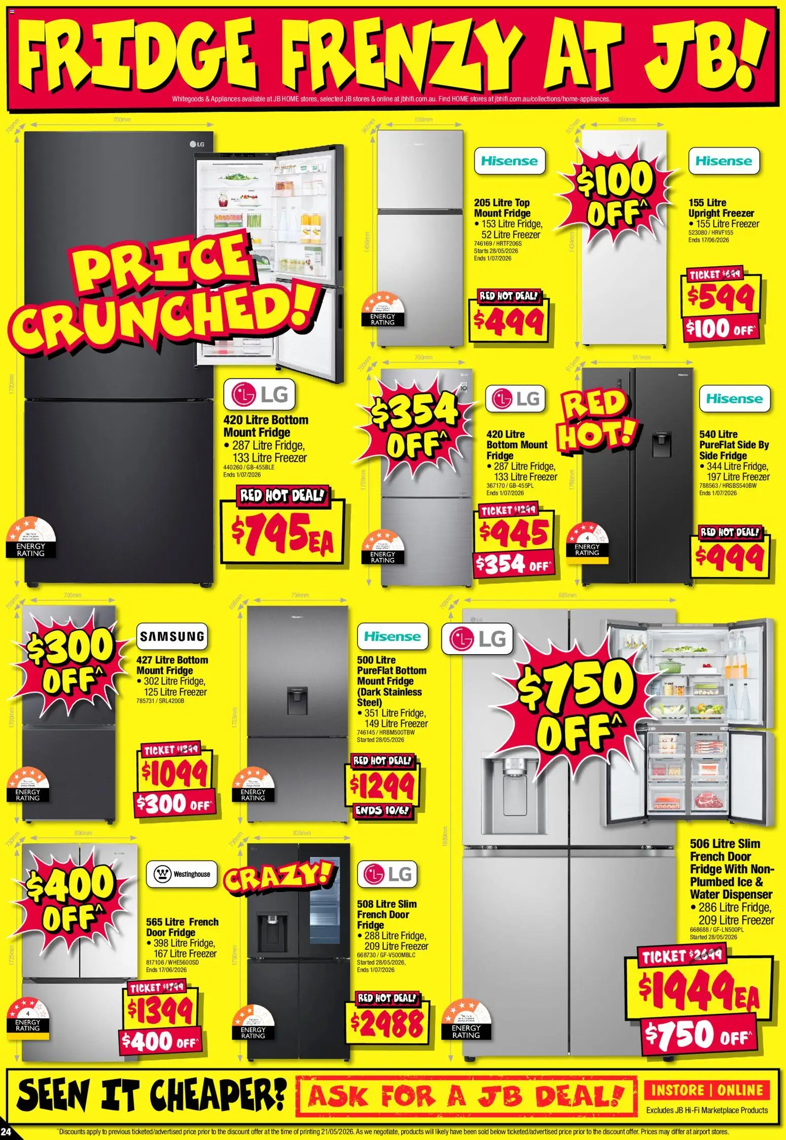 JB Hi-Fi catalogue - valid from 04.06.2026 | Page: 24 | Products: Door, Water, Fridge, Freezer