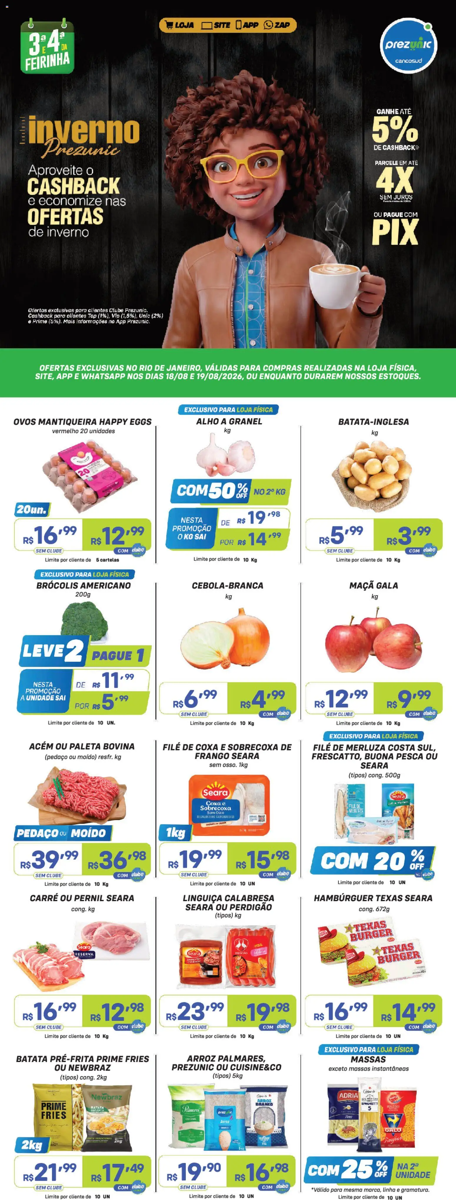 Prezunic Folheto - válido de 18/08/2026 | Página: 1 | Produtos: Linguiça, Pernil, Ovos, Batata