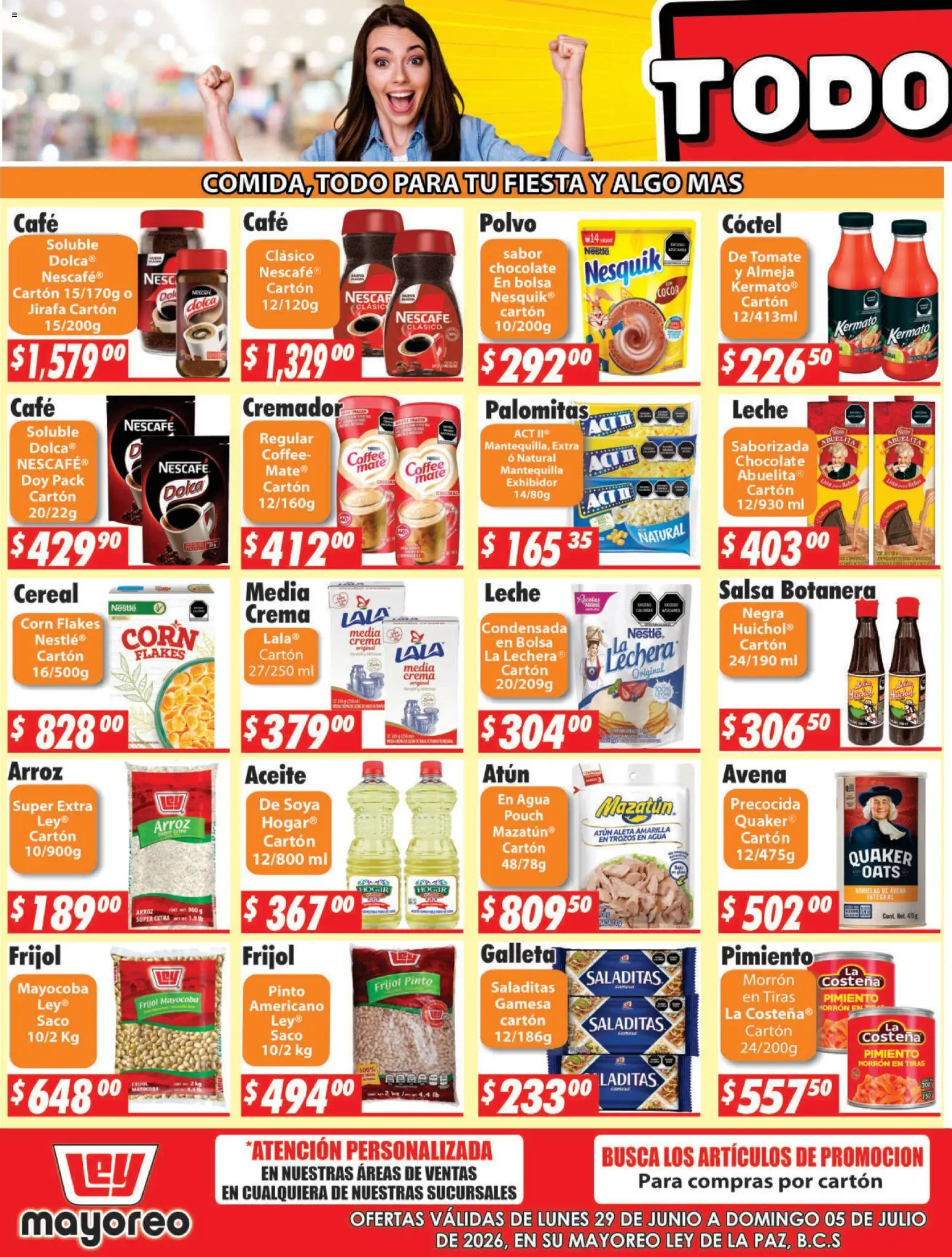 Nuevas ofertas de Casa Ley válidas en toda la República Mexicana desde el 29/06/2026. ¡Encuentra las mejores ofertas en Casa Ley folleto La Paz! | Página: 3 | Productos: Crema, Agua, Leche, Arroz