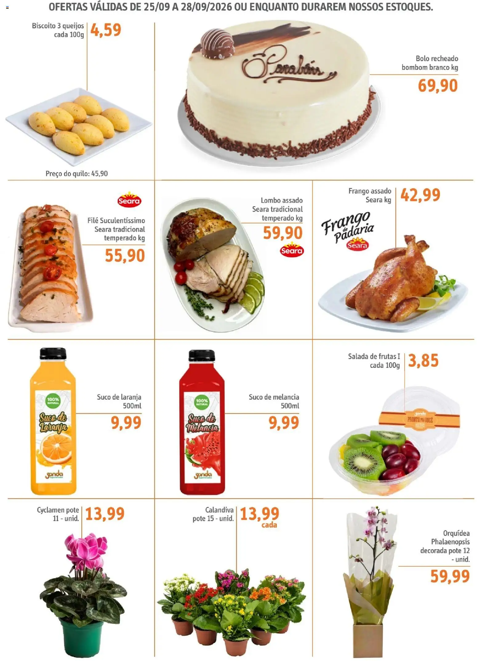 Sonda Folheto - válido de 25/09/2026 | Página: 5 | Produtos: Biscoito, Lombo, Suco de laranja, Salada