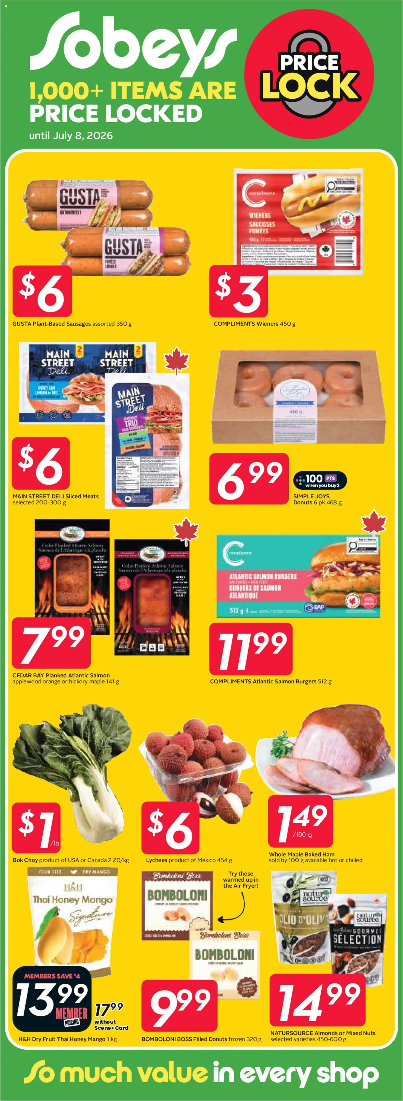 Sobeys flyer valid from 04.06.2026 | Page: 25 | Products: Nuts, Fryer, Ham