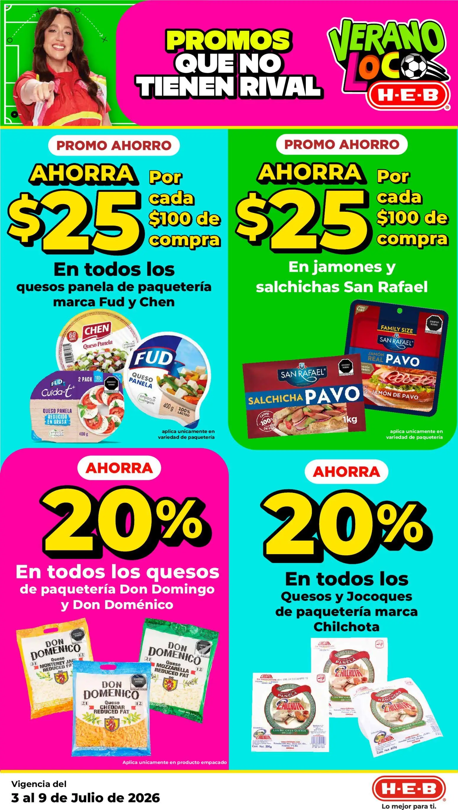 Nuevas ofertas de H-E-B válidas en toda la República Mexicana desde el 03/07/2026. ¡Encuentra las mejores ofertas en H-E-B folleto! | Página: 17 | Productos: Salchicha, Queso, Jamón