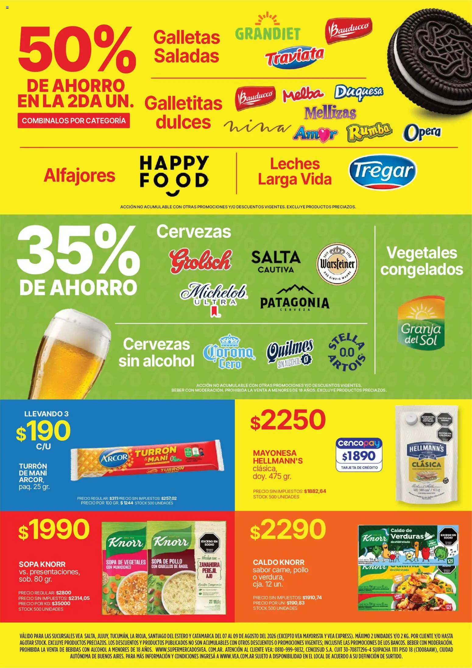 Vea - Fin de semana de ahorro │ válido desde el 07/08/2026 | Página: 4 | Productos: Galletitas, Dulces, Alcohol, Turrón