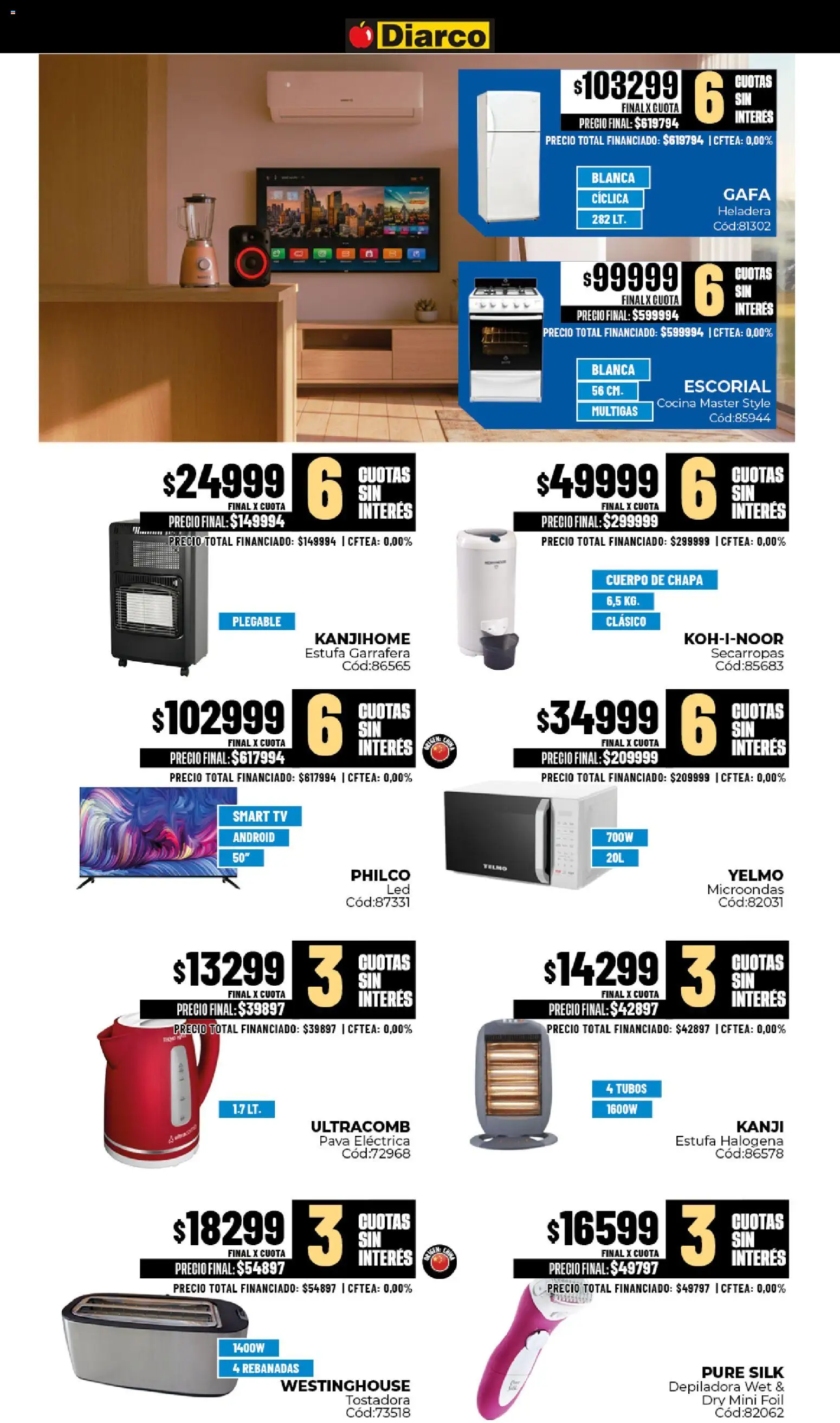 Diarco - Ofertas Santiago Del Estero │ válido desde el 24/08/2026 | Página: 19 | Productos: Cocina, Heladera, Microondas, Pava eléctrica