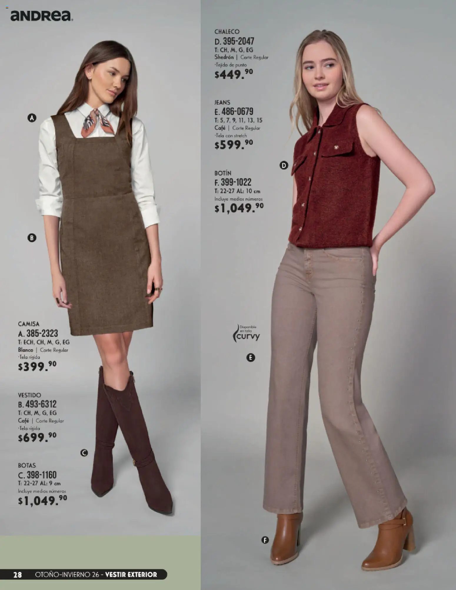 Nuevas ofertas de Andrea válidas en toda la República Mexicana desde el 23/08/2026. ¡Encuentra las mejores ofertas en Andrea catálogo Vestir! | Página: 28 | Productos: Camisa, Café, Vestido, Botín