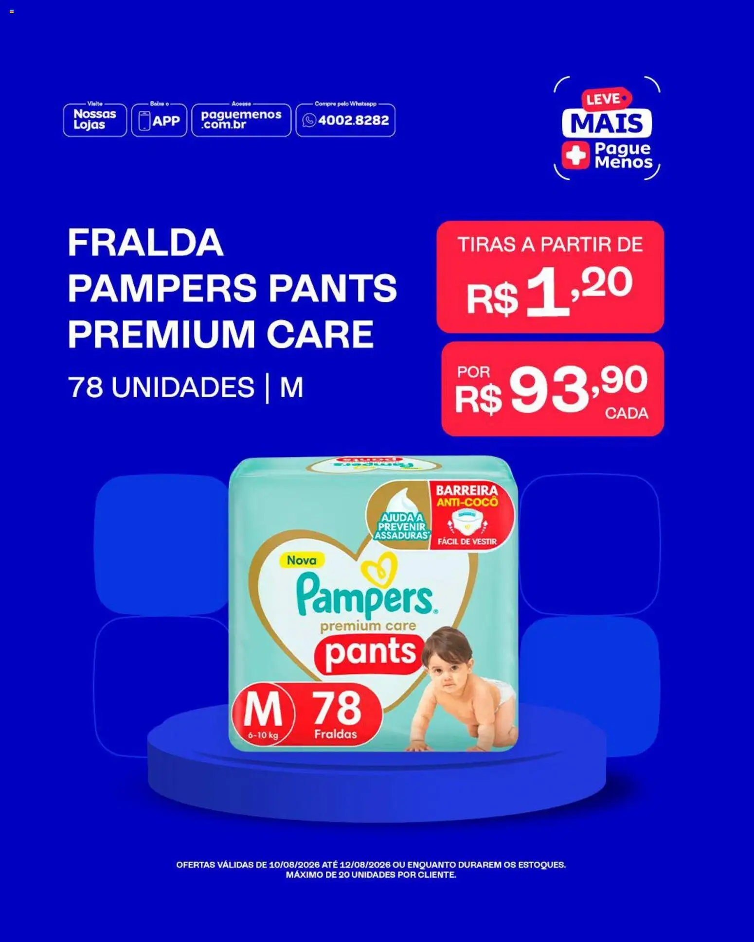 Pague Menos Folheto - válido de 10/08/2026 | Página: 7 | Produtos: Pampers, Fraldas