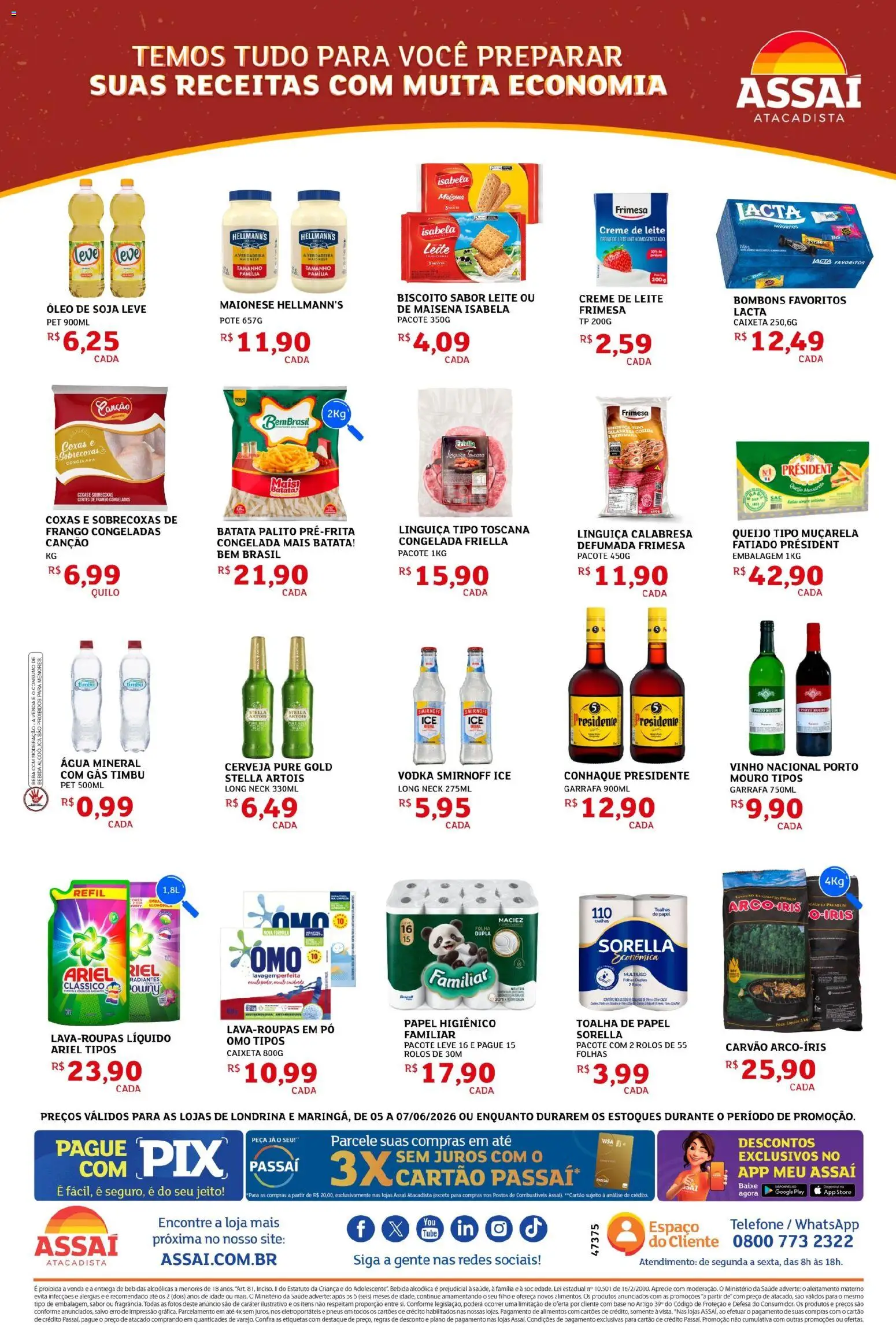 Assaí Atacadista Folheto - válido de 05.06.2026 | Página: 2 | Produtos: Base, Batata, Papel higiênico, Mussarela