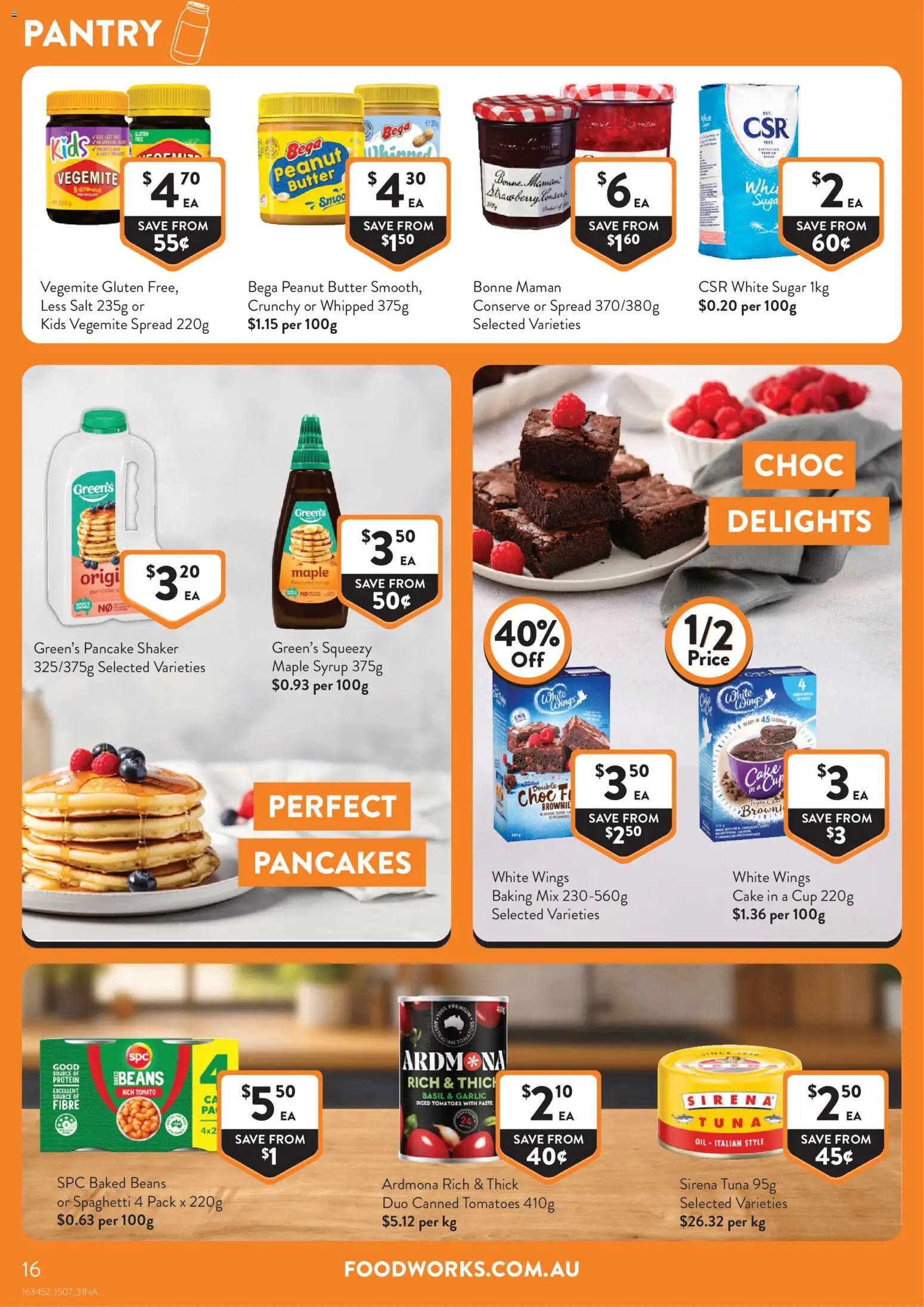 Foodworks catalogue - valid from 15/07/2026 | Page: 16 | Products: Butter, Tomatoes, Sugar, Vegemite