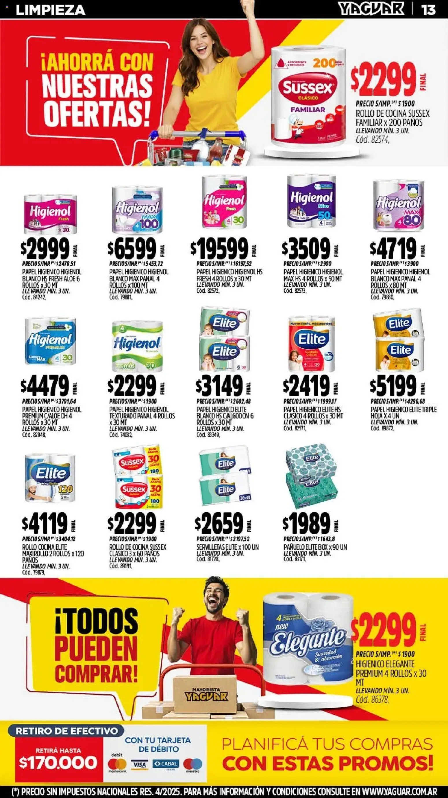 Yaguar - Oferta Semanal Trelew │ válido desde el 11.05.2026 | Página: 13 | Productos: Papel higiénico, Pañuelo, Cocina, Servilletas