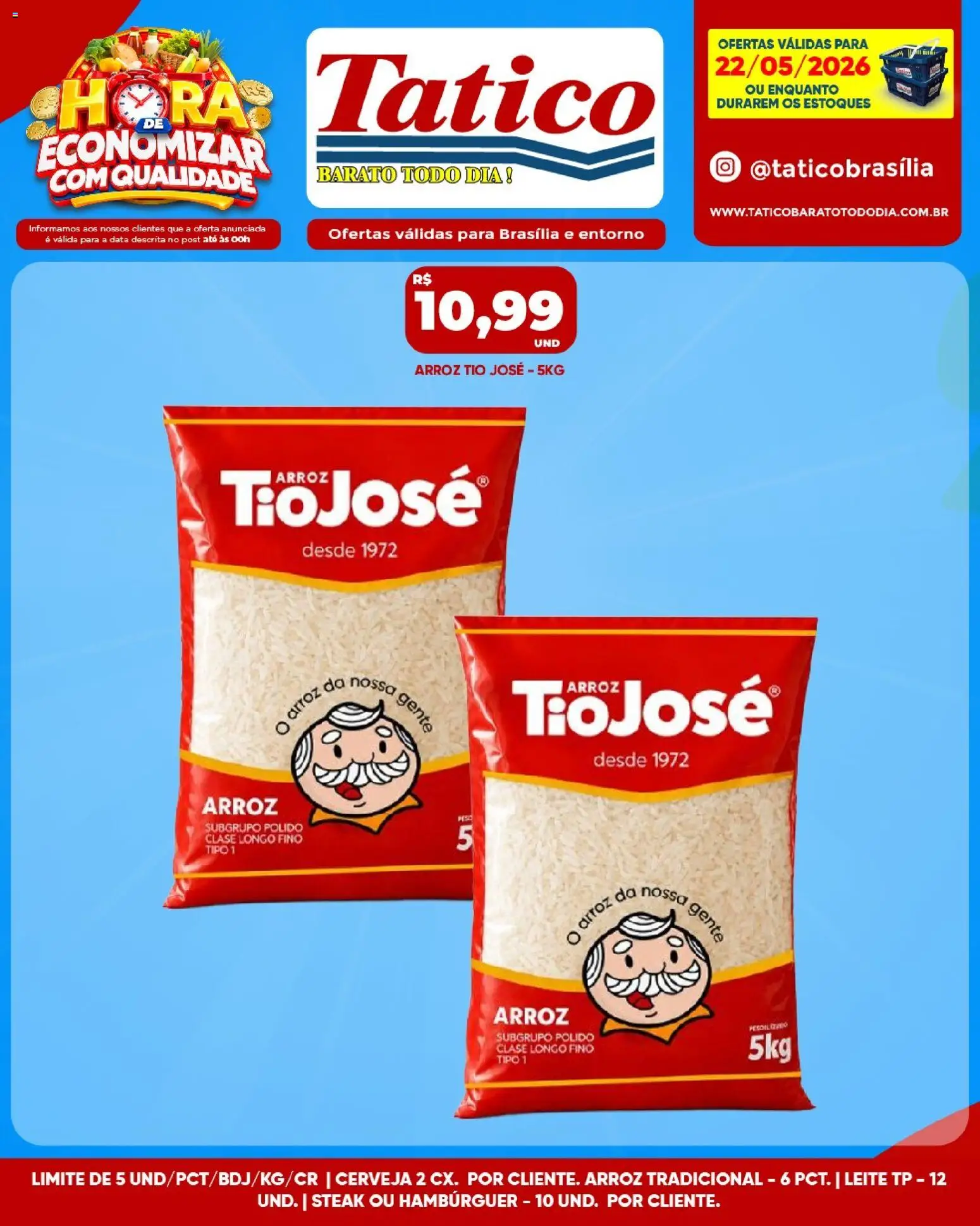 Tatico Folheto - válido de 22.05.2026 | Página: 8 | Produtos: Leite, Cerveja, Arroz, Hambúrguer
