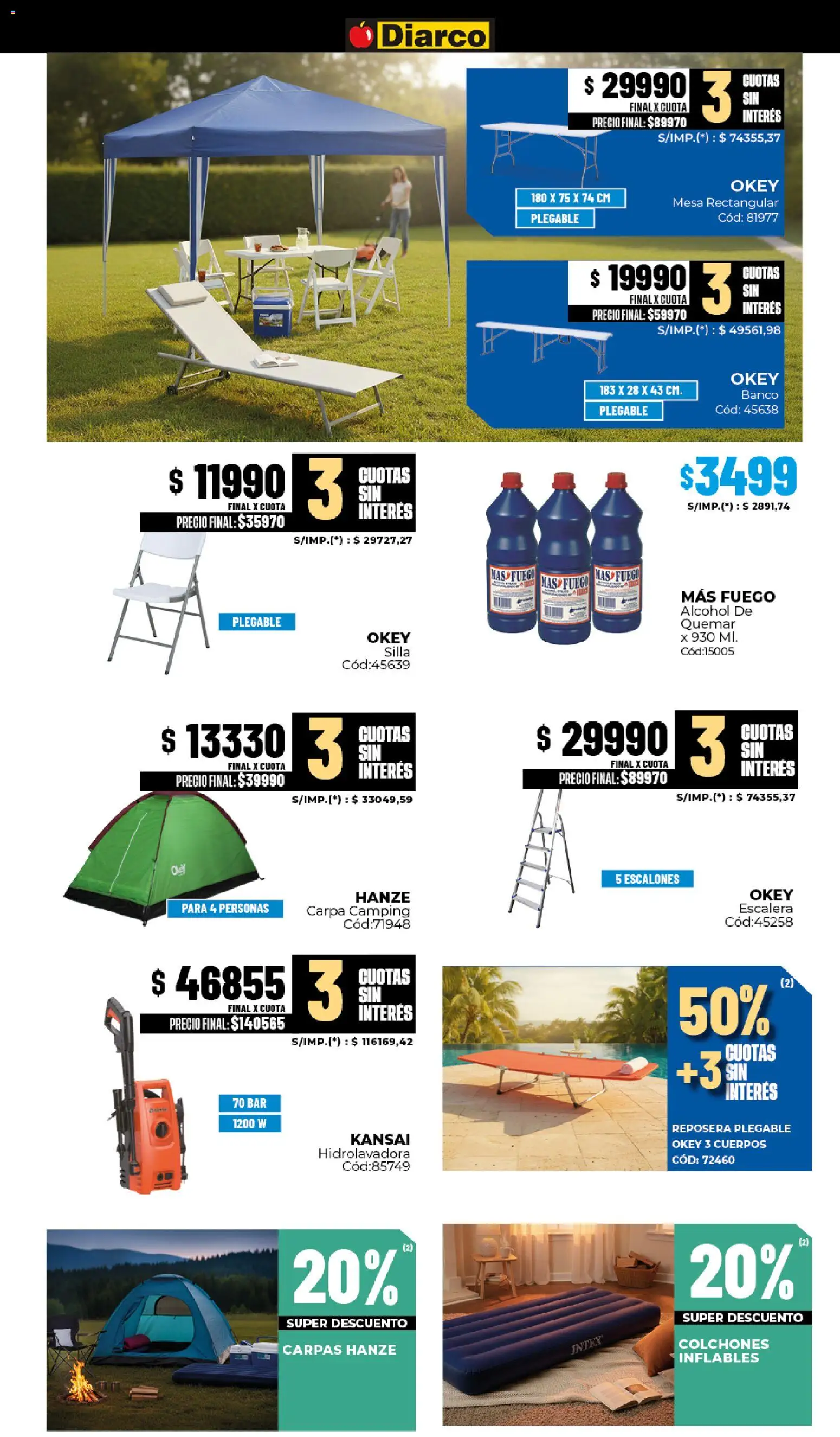 Diarco ofertas │ válido desde el 06/04/2026 | Página: 19 | Productos: Carpa, Reposera, Silla, Hidrolavadora