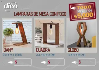 Vista previa de Muebles Dico catálogo Todo menos de 5000 Pacifico, nuevo folleto de la tienda, válido en México a partir del 09/04/2026 | Página: 78 | Productos: Mesa, Foco