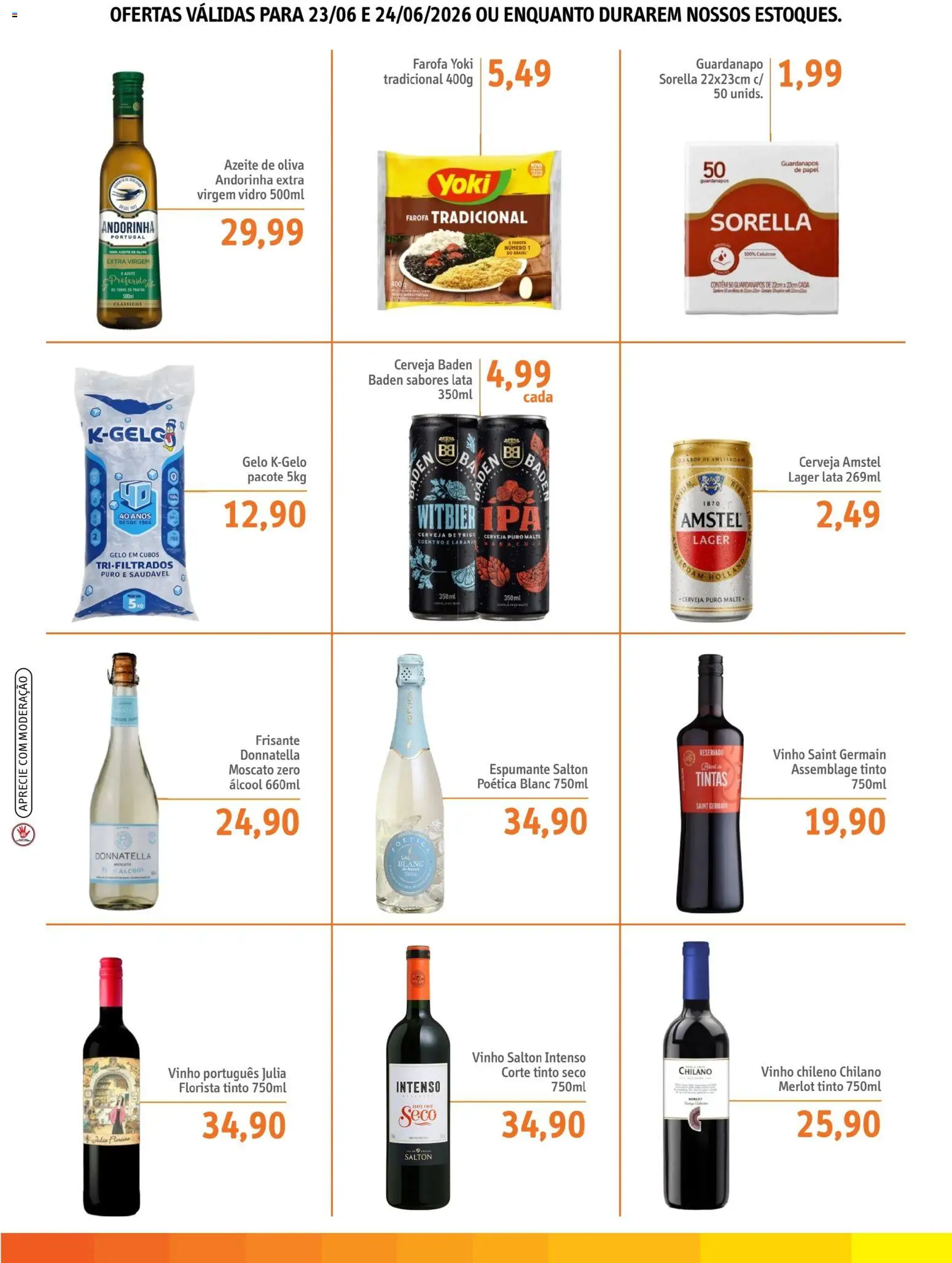 Sonda Folheto - válido de 23/06/2026 | Página: 3 | Produtos: Vinho, Cerveja, Farofa, Guardanapo