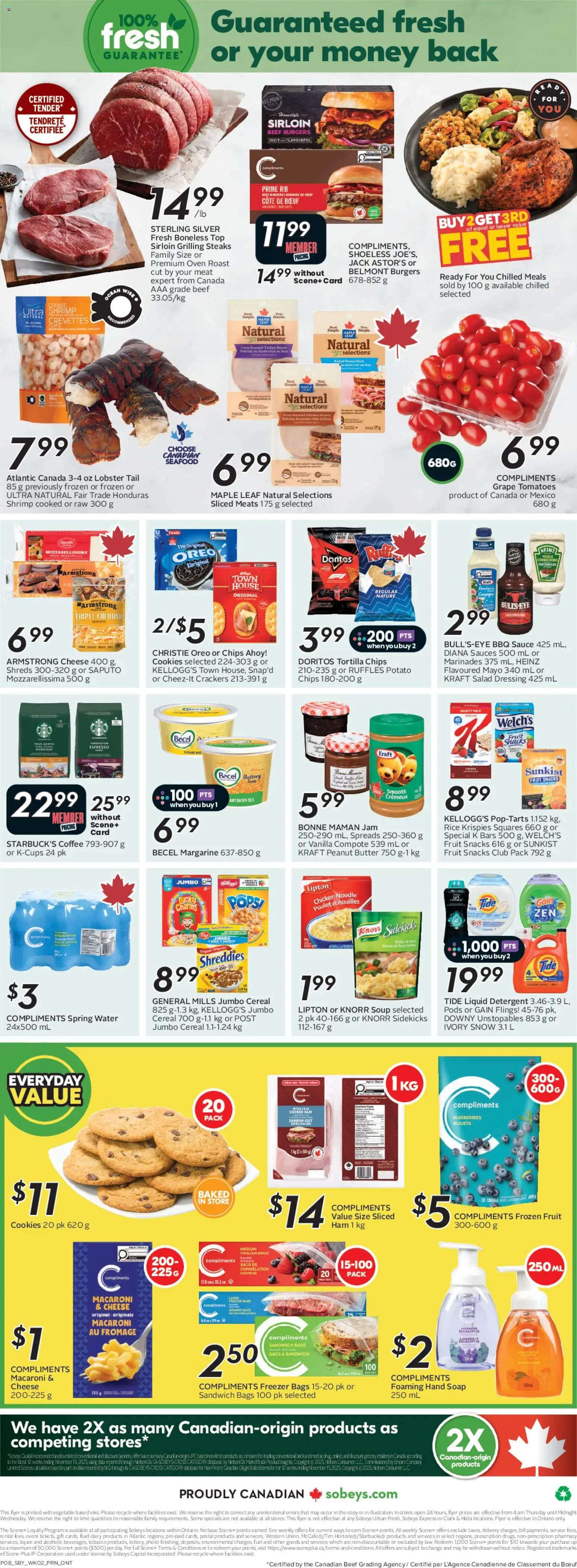 Sobeys flyer valid from 07.05.2026 | Page: 4 | Products: Rice, Chips, Salad, Detergent