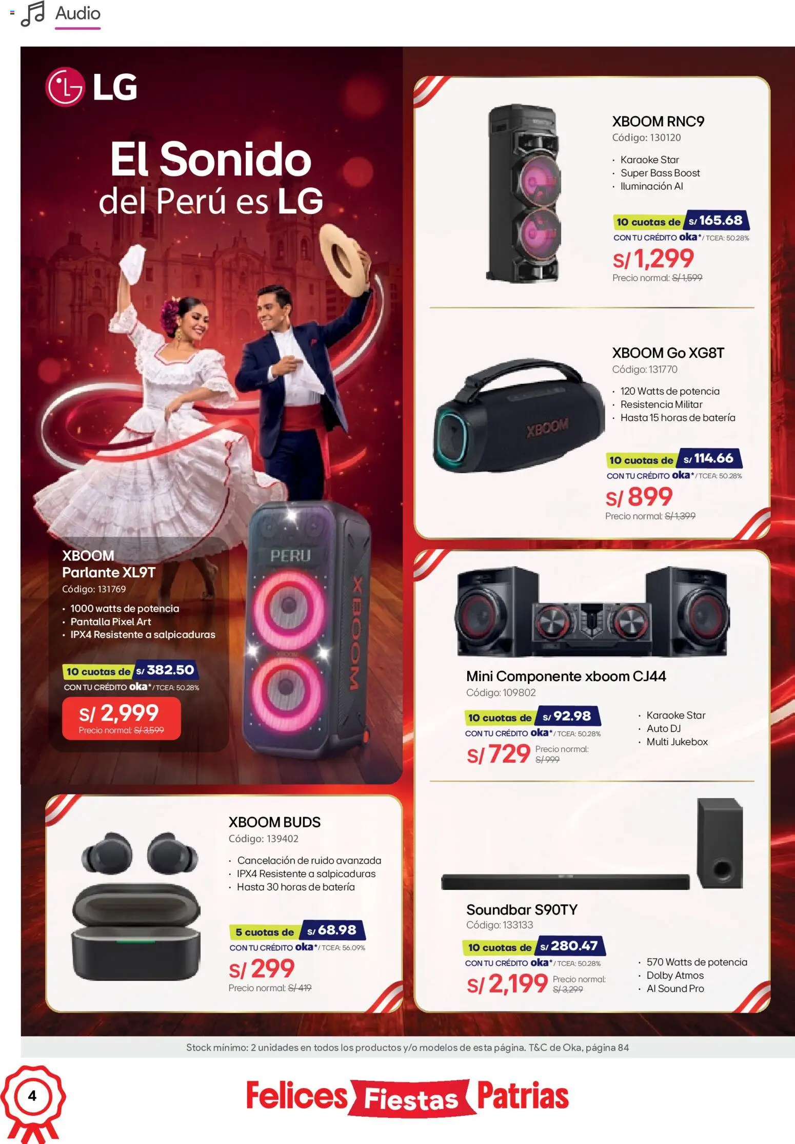 Catálogo Hiraoka válido desde 11/07/2026 | Página: 4 | Productos: Batería, Audio, Parlante