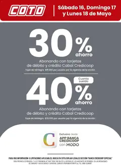 Vista previa Coto - Banco Credicoop Especial válido desde el 16.05.2026