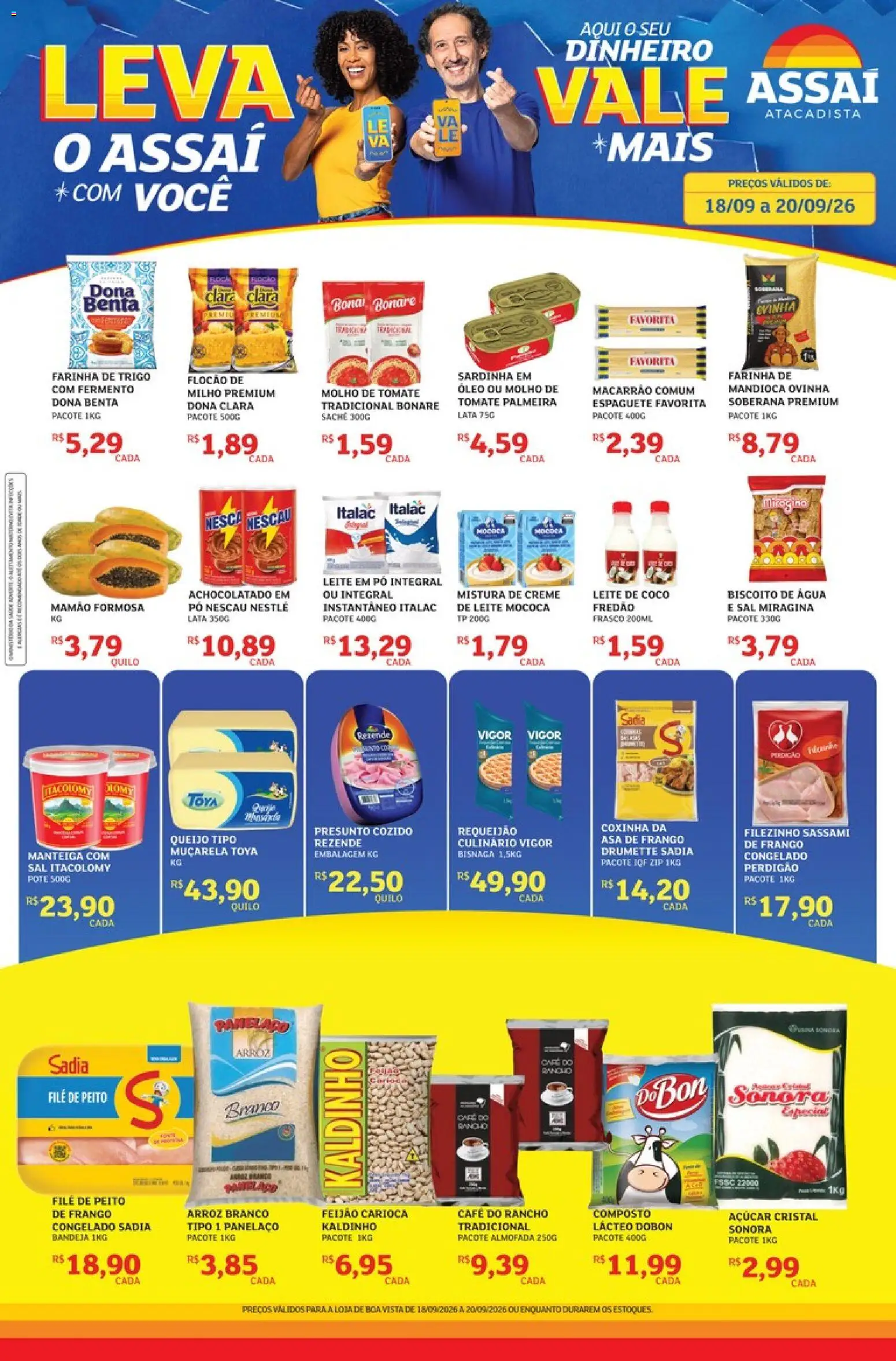Assaí Atacadista Folheto - válido de 18/09/2026 | Página: 1 | Produtos: Mandioca, Molho de tomate, Achocolatado, Asa de frango