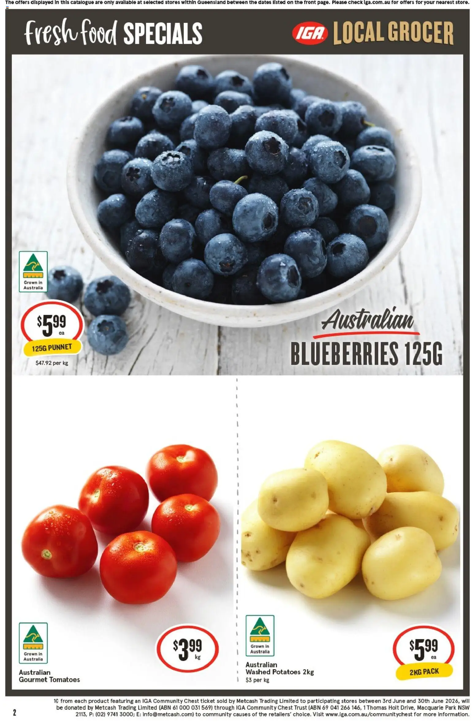 IGA catalogue - valid from 17.06.2026 | Page: 3 | Products: Tomatoes, Potatoes, Blueberries