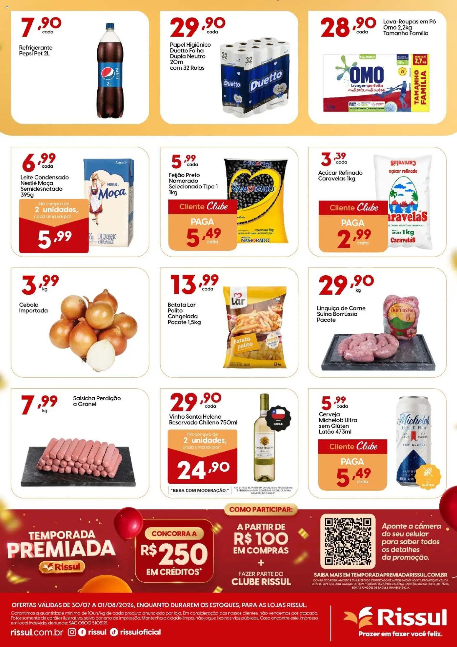 Rissul Folheto - válido de 30/07/2026 | Página: 2 | Produtos: Cebola, Pó, Leite, Vinho