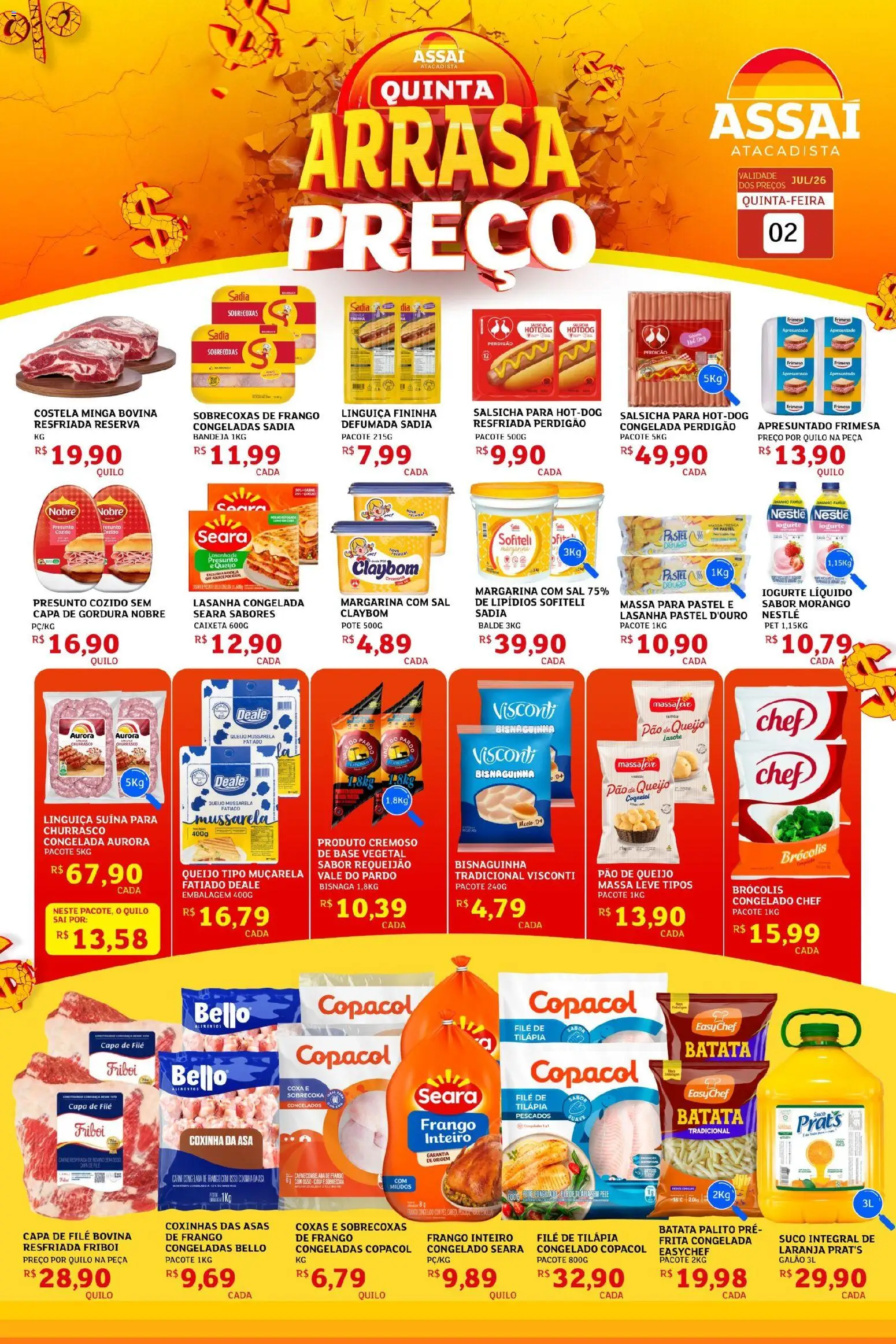 Assaí Atacadista Folheto - válido de 02/07/2026 | Página: 2 | Produtos: Queijo, Filé de tilápia, Mussarela, Margarina
