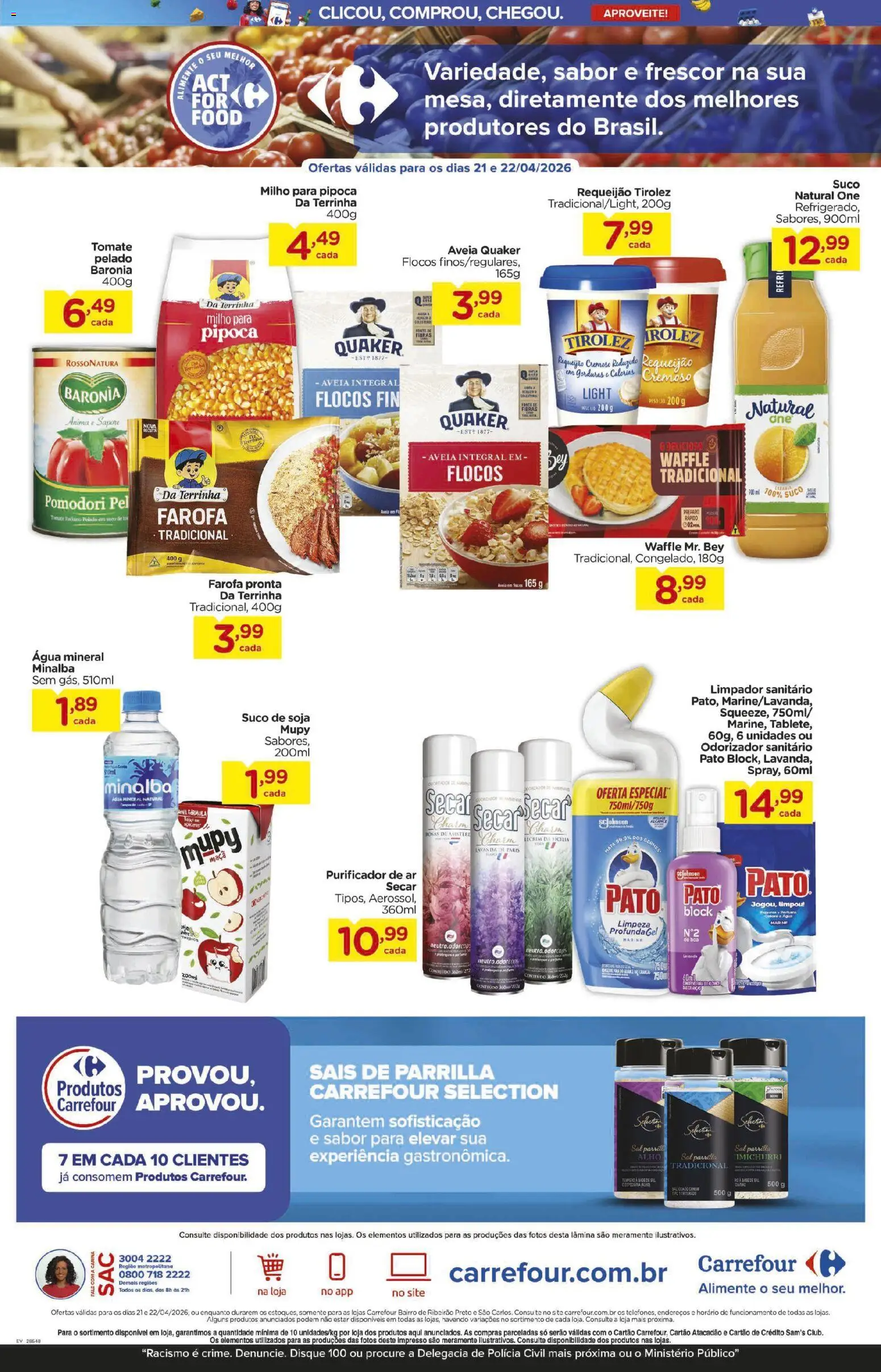 Carrefour Bairro Folheto - válido de 21.04.2026 | Página: 3 | Produtos: Purificador de ar, Minalba, Purificador, Sal