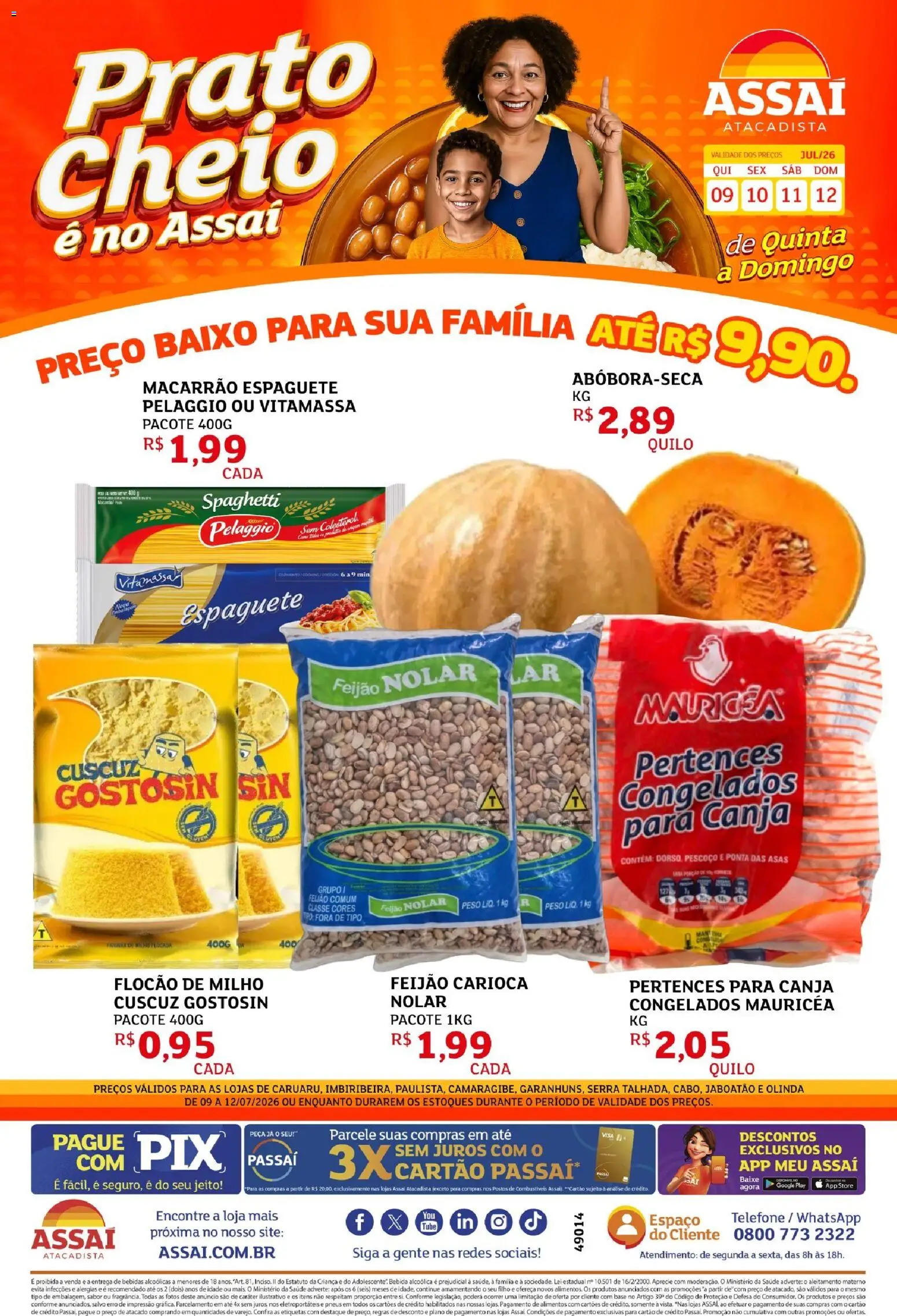Assaí Atacadista Folheto - válido de 09/07/2026 | Página: 1 | Produtos: Vitamassa, Pneus, Base, Macarrão