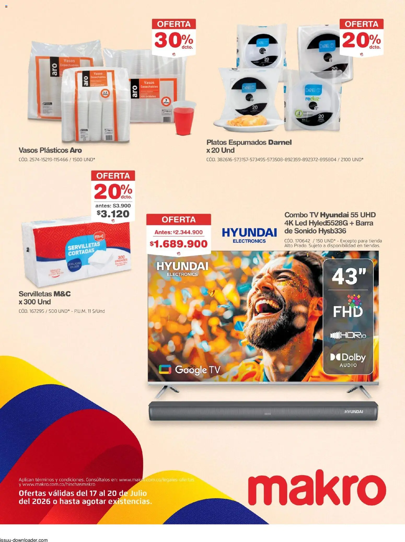 Makro revista - valida desde el 17/07/2026 | Página: 5 | Productos: Vasos, Audio, Servilletas