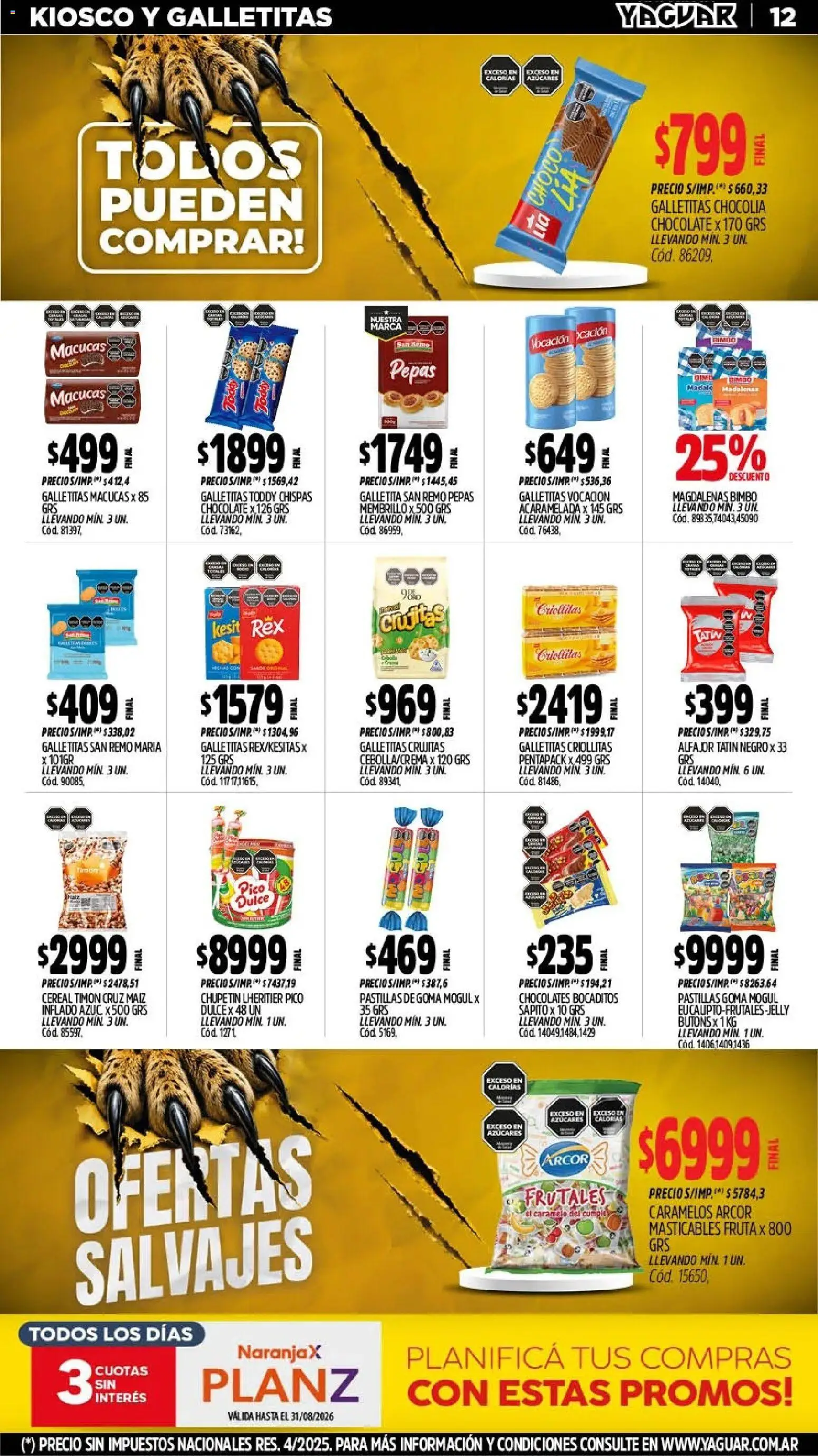 Yaguar - Oferta Semanal Córdoba │ válido desde el 10/08/2026 | Página: 13 | Productos: Pico, Galletitas, Dulce, Fruta