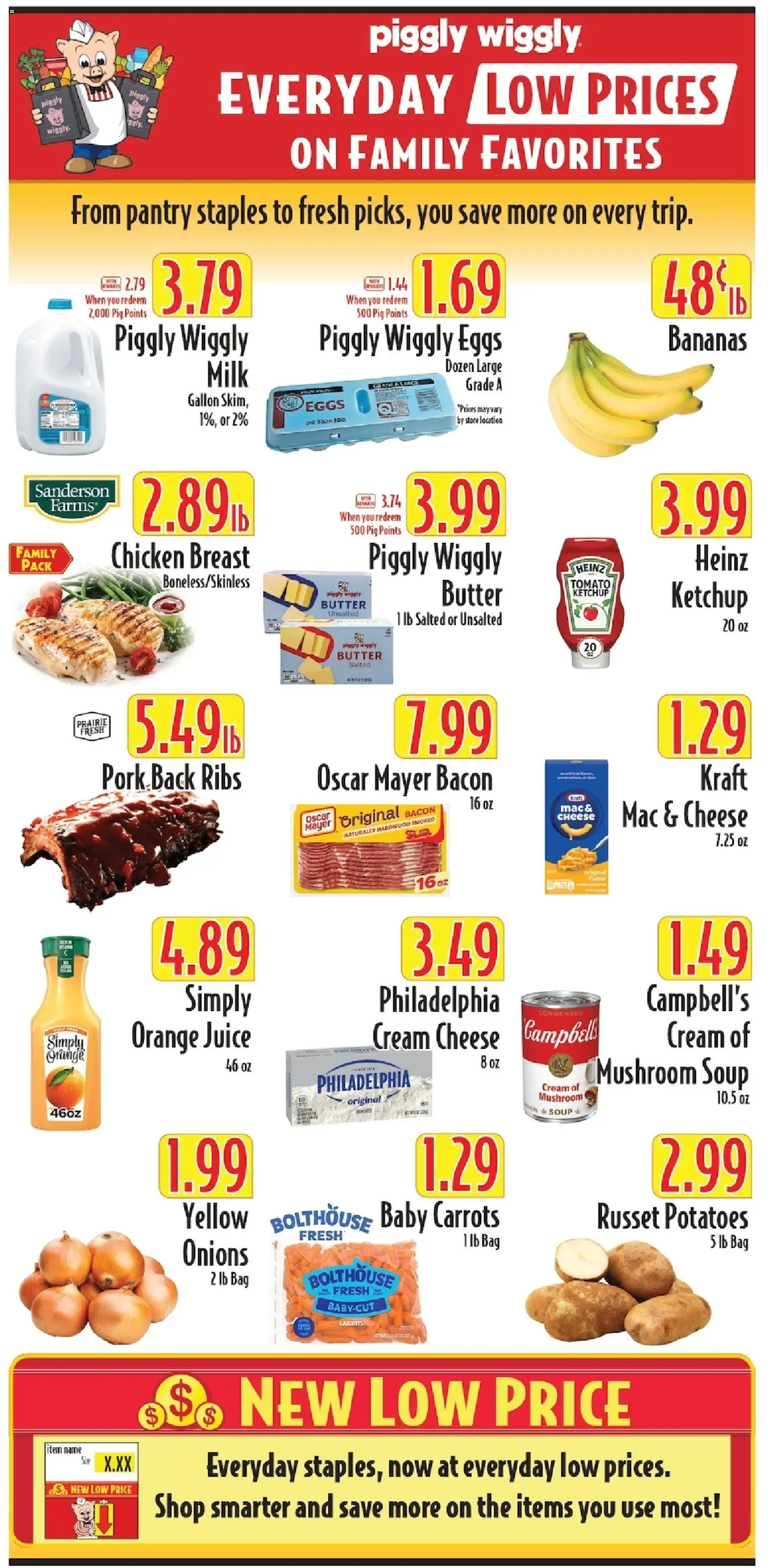 Piggly Wiggly Weekly Ad - valid from 03.06.2026 | Page: 10 | Products: Milk, Bananas, Ketchup, Potatoes