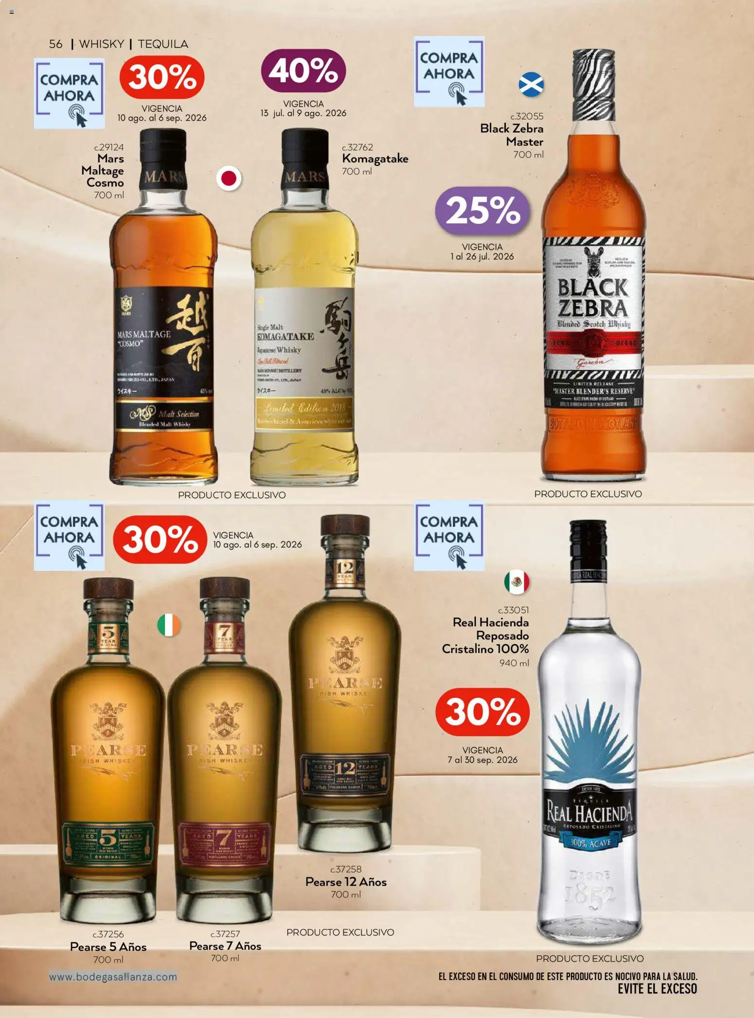 Nuevas ofertas de Bodegas Alianza válidas en toda la República Mexicana desde el 01/07/2026. ¡Encuentra las mejores ofertas en Bodegas Alianza catálogo! | Página: 58 | Productos: Whiskey, Tequila, Whisky