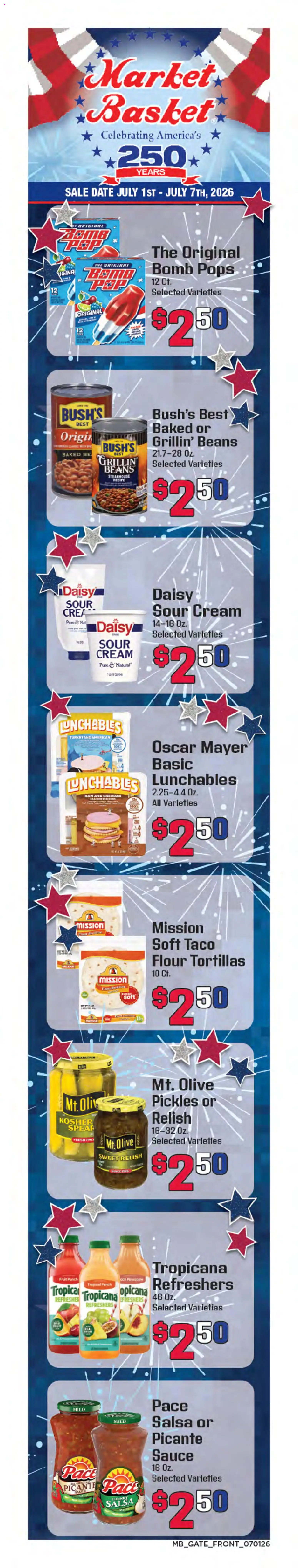 Market Basket Weekly Ad - valid from 07/01/2026 | Page: 1 | Products: Ham, Sour cream, Cream, Date