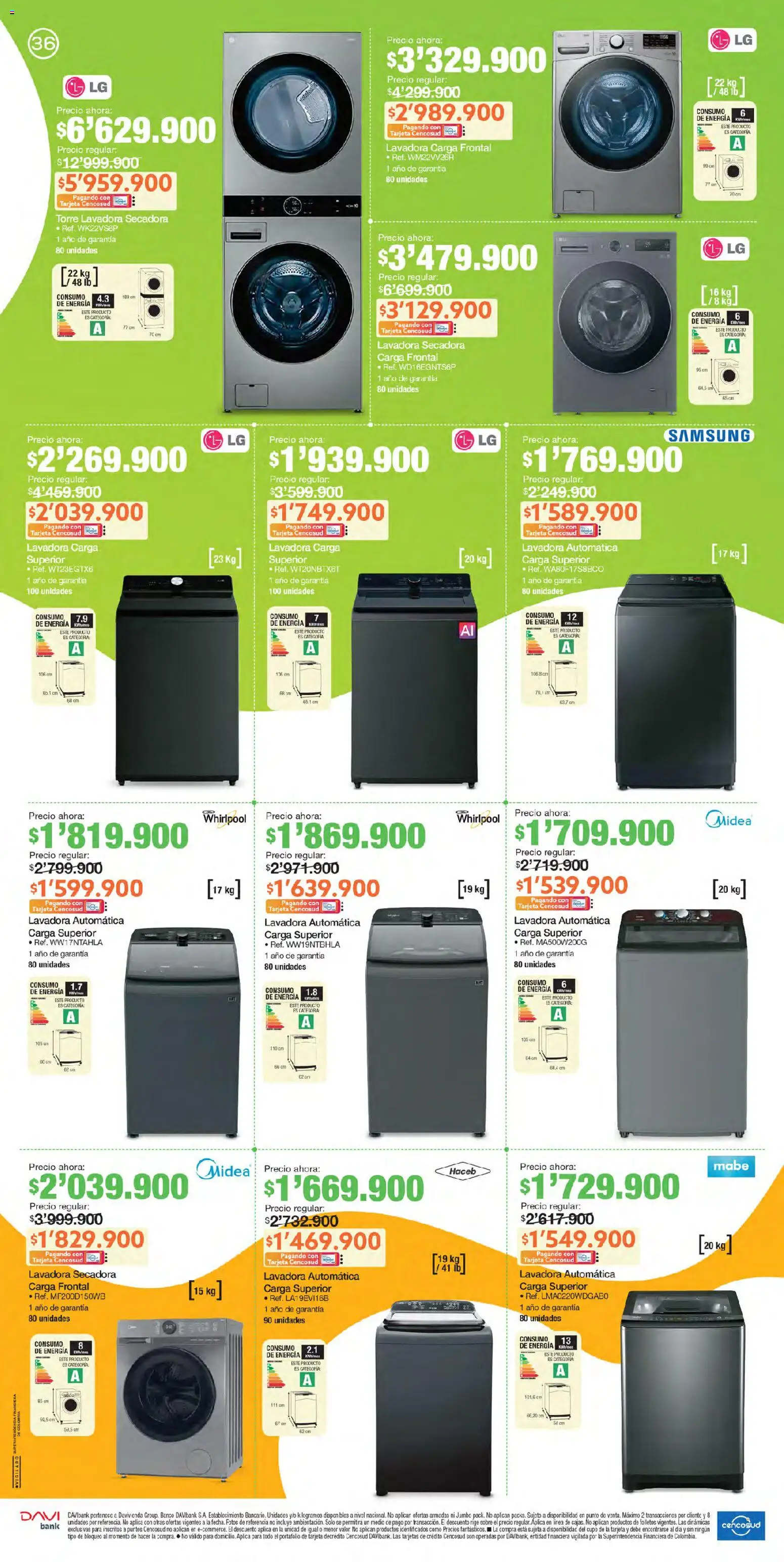 Jumbo revista - valida desde el 24/09/2026 | Página: 36 | Productos: Banco, Lavadora, Secadora, Sobre