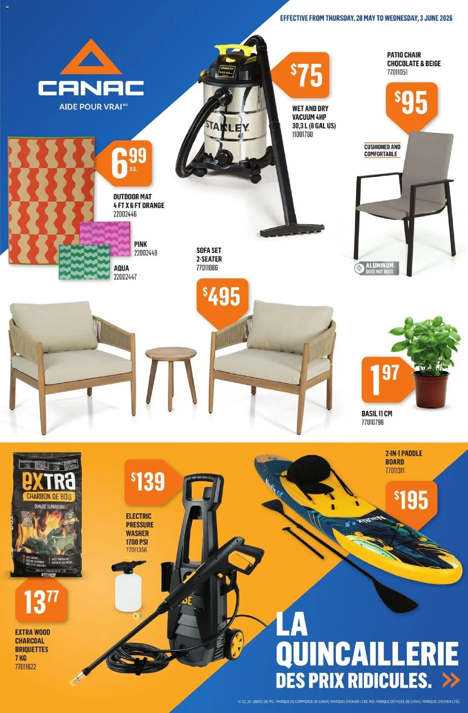 Canac flyer valid from 28.05.2026 | Page: 1 | Products: Sofa, Chair, Chocolate