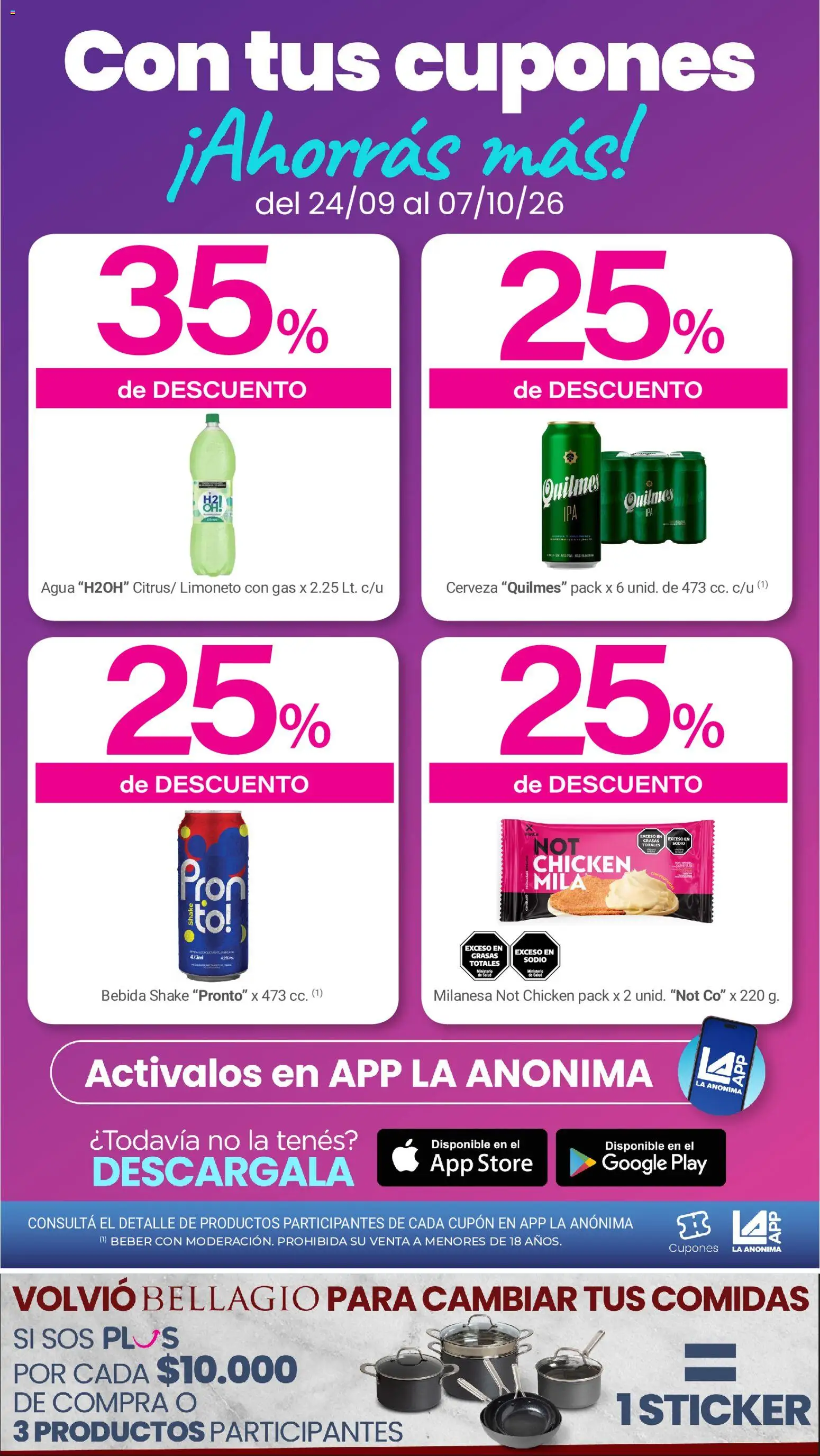 La Anonima catálogo │ válido desde el 24/09/2026 | Página: 12 | Productos: Milanesa, Agua, Cerveza