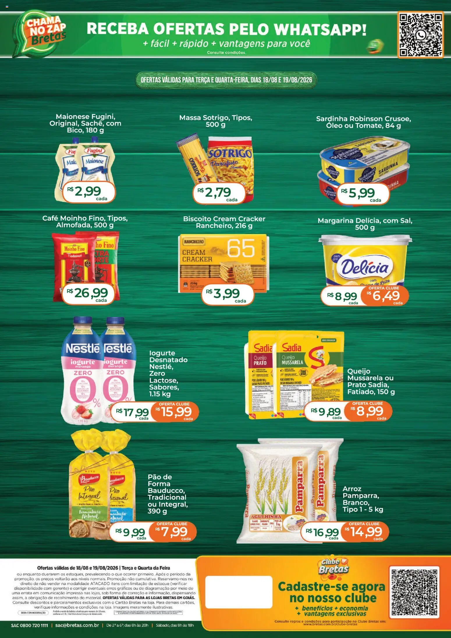 Bretas Folheto - válido de 18/08/2026 | Página: 2 | Produtos: Biscoito, Café, Cream cracker, Margarina