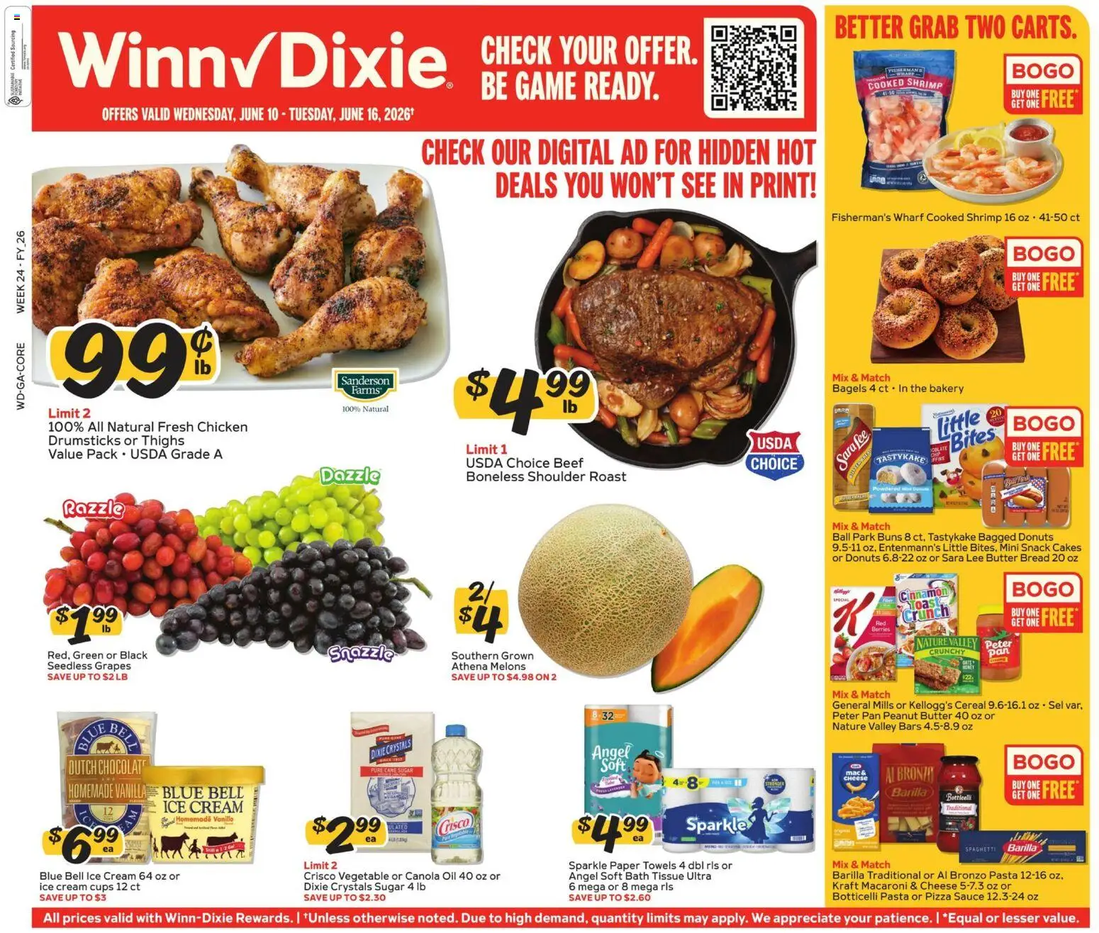 Winn Dixie Weekly Ad - valid from 10.06.2026 | Page: 1 | Products: Bakery, Pan, Pizza, Cream