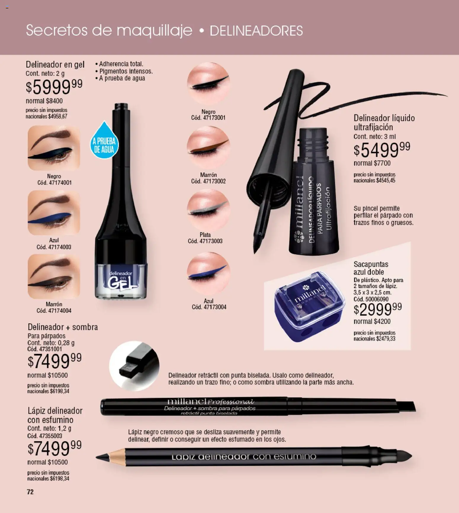 Millanel - Catálogo │ válido desde el 30/03/2026 | Página: 72 | Productos: Maquillaje, Pincel, Delineador, Agua