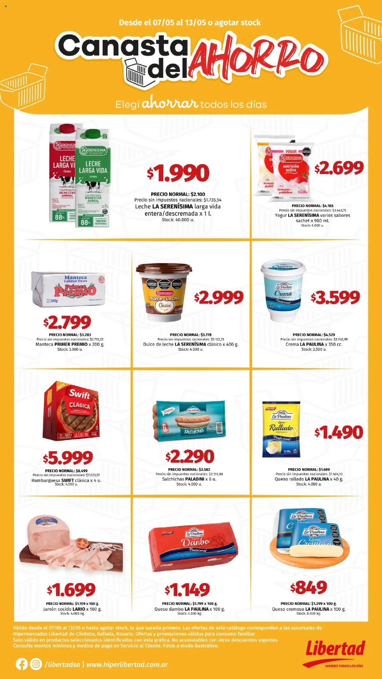 Hipermercado Libertad catálogo │ válido desde el 07.05.2026 | Página: 3 | Productos: Jamón cocido, Queso, Jamón, Canasta