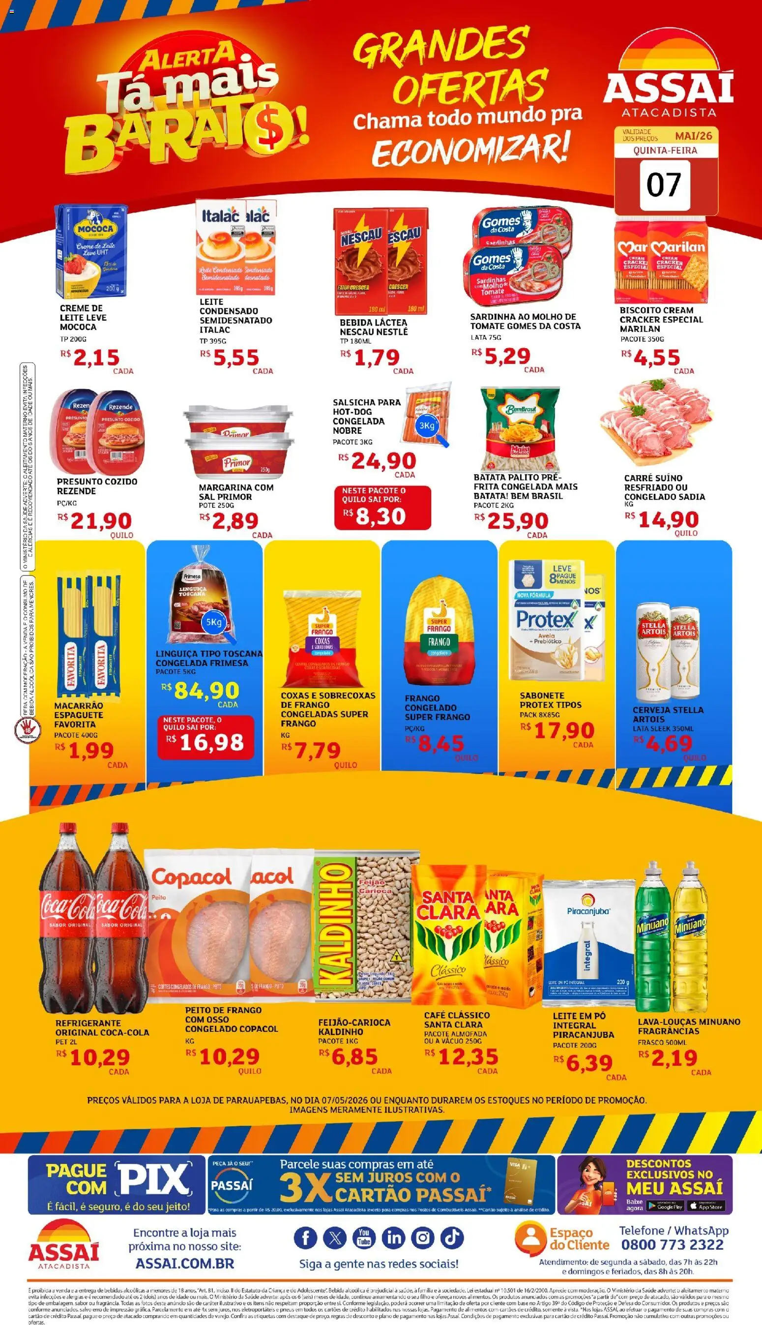 Assaí Atacadista Folheto - válido de 07.05.2026 | Página: 1 | Produtos: Nescau, Creme, Refrigerante, Sardinha