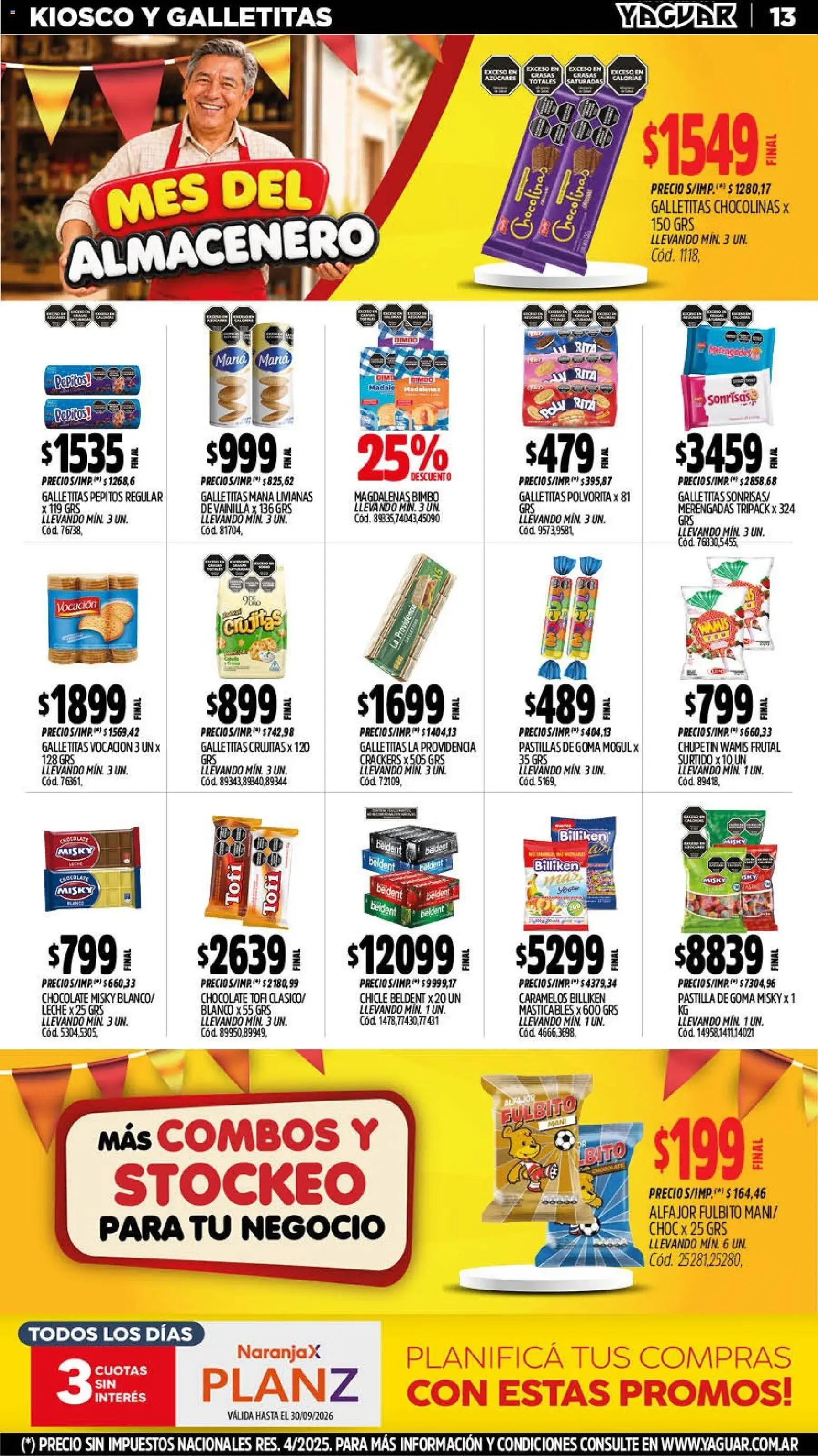 Yaguar - Oferta Semanal Córdoba │ válido desde el 07/09/2026 | Página: 13 | Productos: Vainilla, Galletitas, Chocolate, Chicle