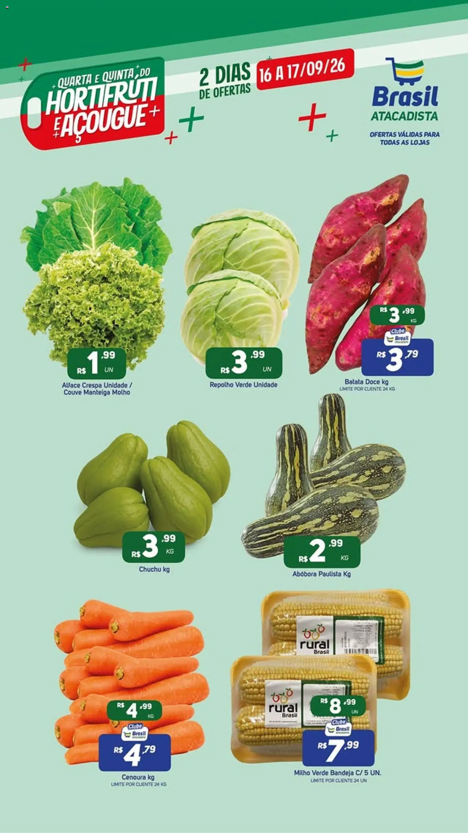 Brasil Atacadista Folheto - válido de 16/09/2026 | Página: 2 | Produtos: Chuchu, Manteiga, Bandeja, Milho